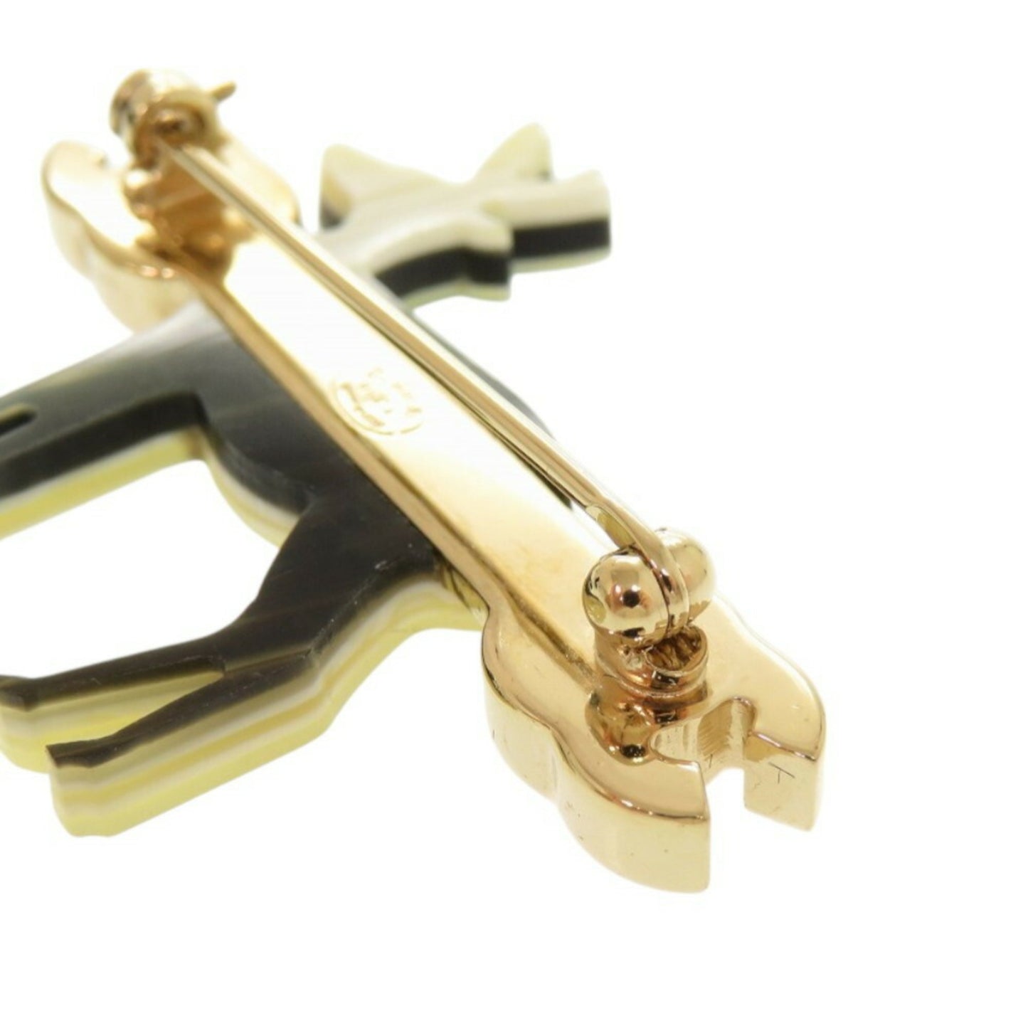 Chanel Reindeer motif Coco mark metal beige pink brooch 0476CHANEL