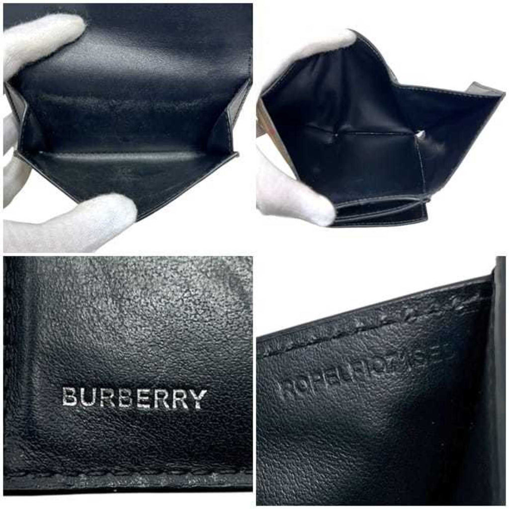 Burberry Tri-fold Wallet ec-24698 Beige Black Nova Check 8095291 Compact PVC Leather ROPELFI71SEE BURBERRY Brown Double Mini for Men and Women Pattern