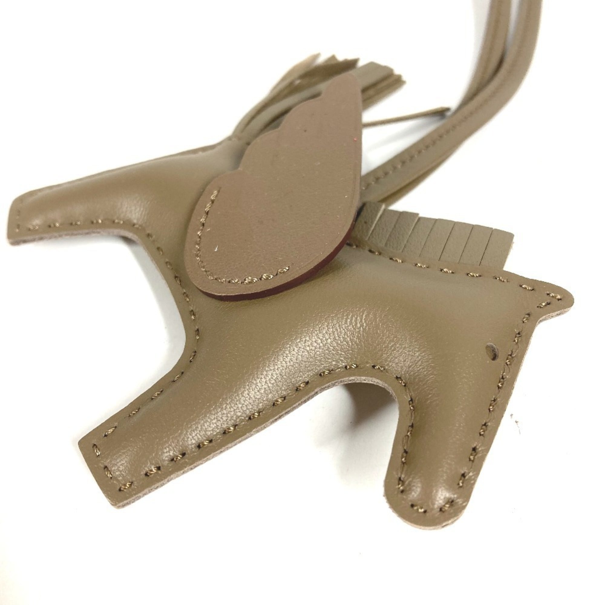 HERMES Hermes Horse Keychain Cheval Rodeo Pegasus PM Accessory Bag Charm So Etoupe All Agneau Milo Men's Women's Beige Like New — Like New