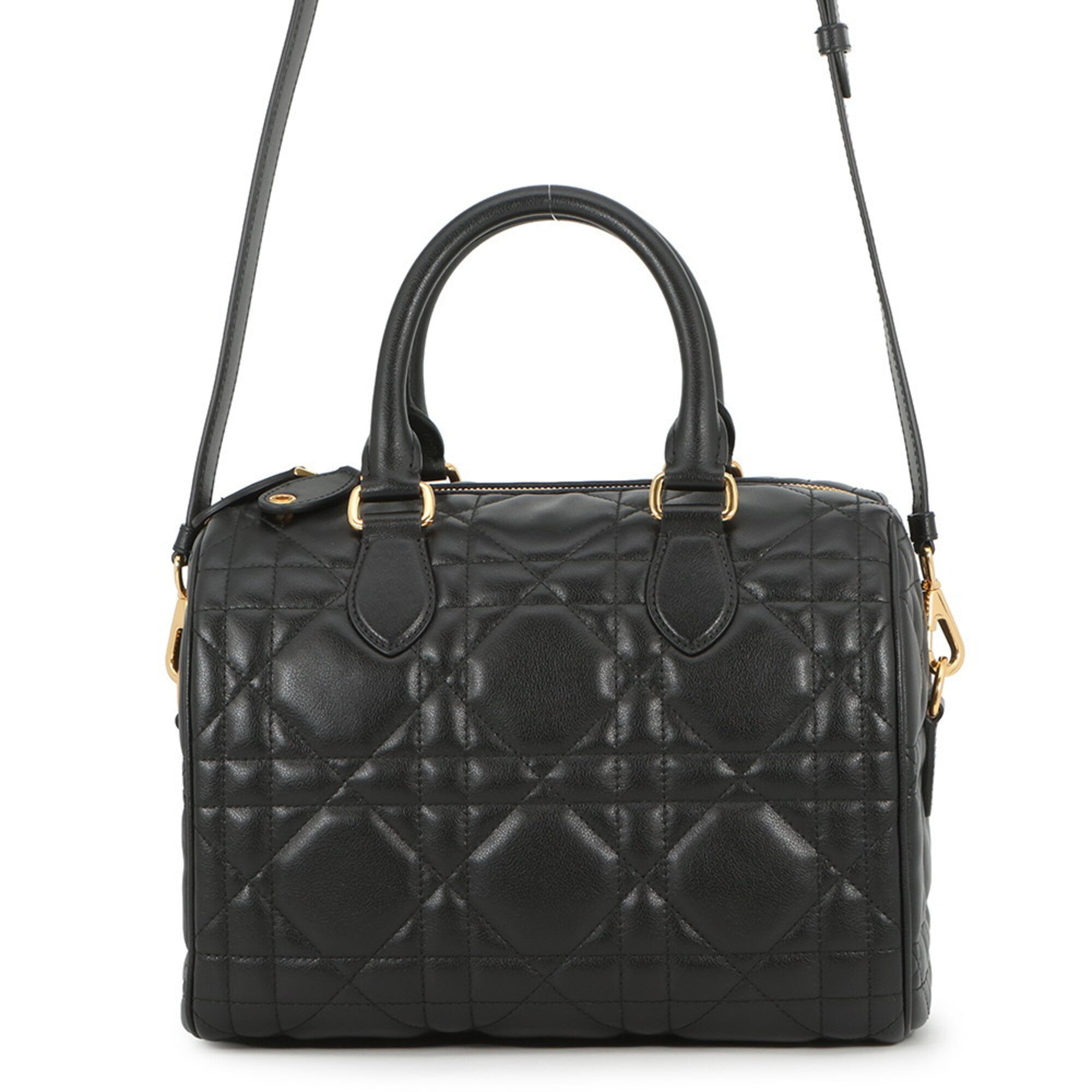 Christian Dior Macro Cannage Groove 25 Medium Calf Leather Handbag M1365UBOL 2-way Black for Women — Like New