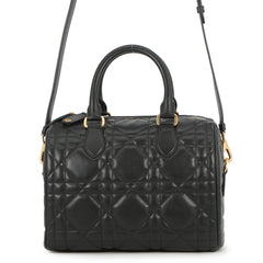 Christian Dior Macro Cannage Groove 25 Medium Calf Leather Handbag M1365UBOL 2-way Black for Women — Like New