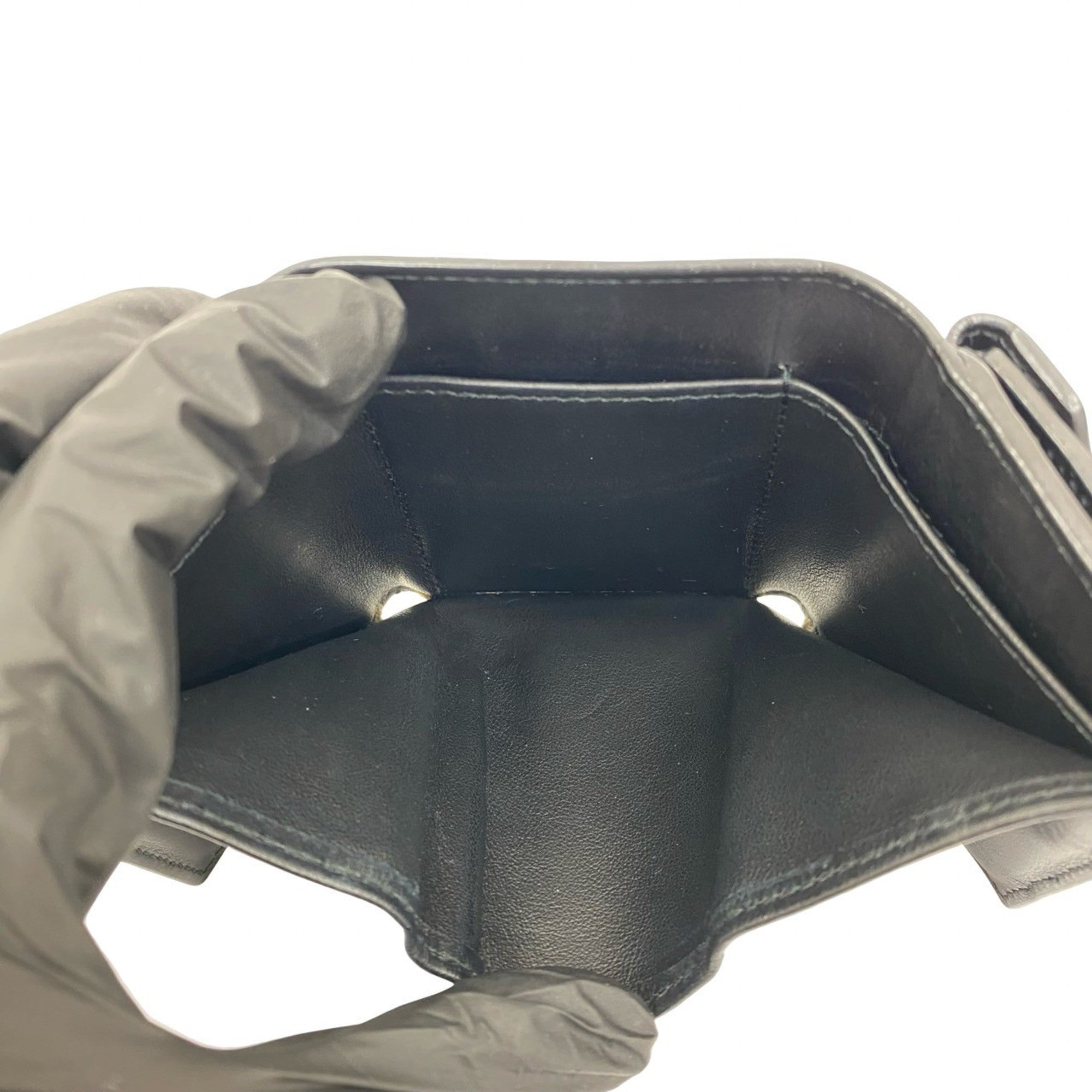 CELINE Vintage Macadam Blason Pattern Leather Bifold Wallet in Black and Brown (35876)