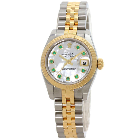 Rolex 179173NGE Datejust 10P Emerald Watch Stainless Steel/SSx18KYG Women's