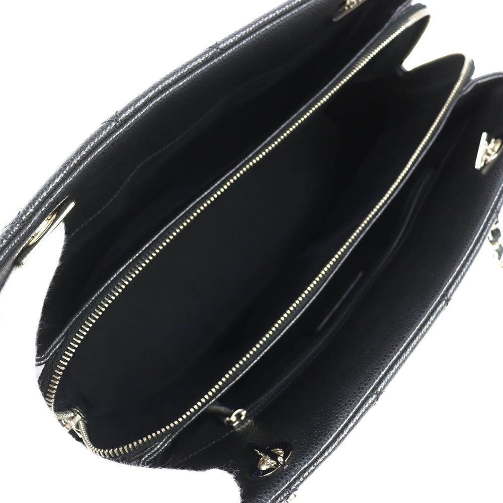 CHANEL A67294 Caviar Skin Coco Mark Matelassé Chain Tote Bag, Black with Silver Hardware, Comes Dust Made in Italy, Women's, Very Popular, Highly Recommended ◎ — Like New
