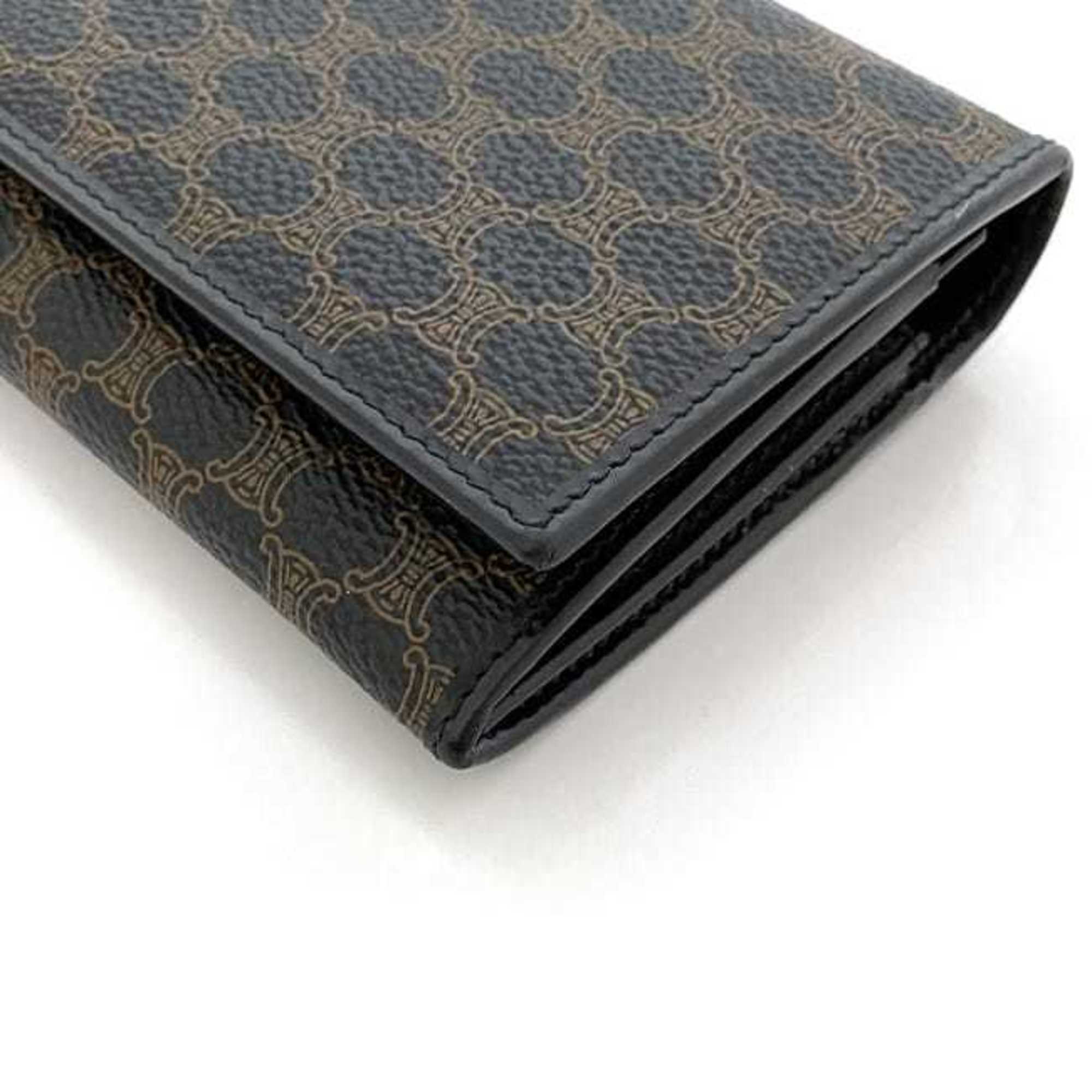 Celine Bi-fold Long Wallet f-21899 Black Brown Macadam DF 0P227 300 00 PVC Leather M/00/1 CELINE Flap with Clasp
