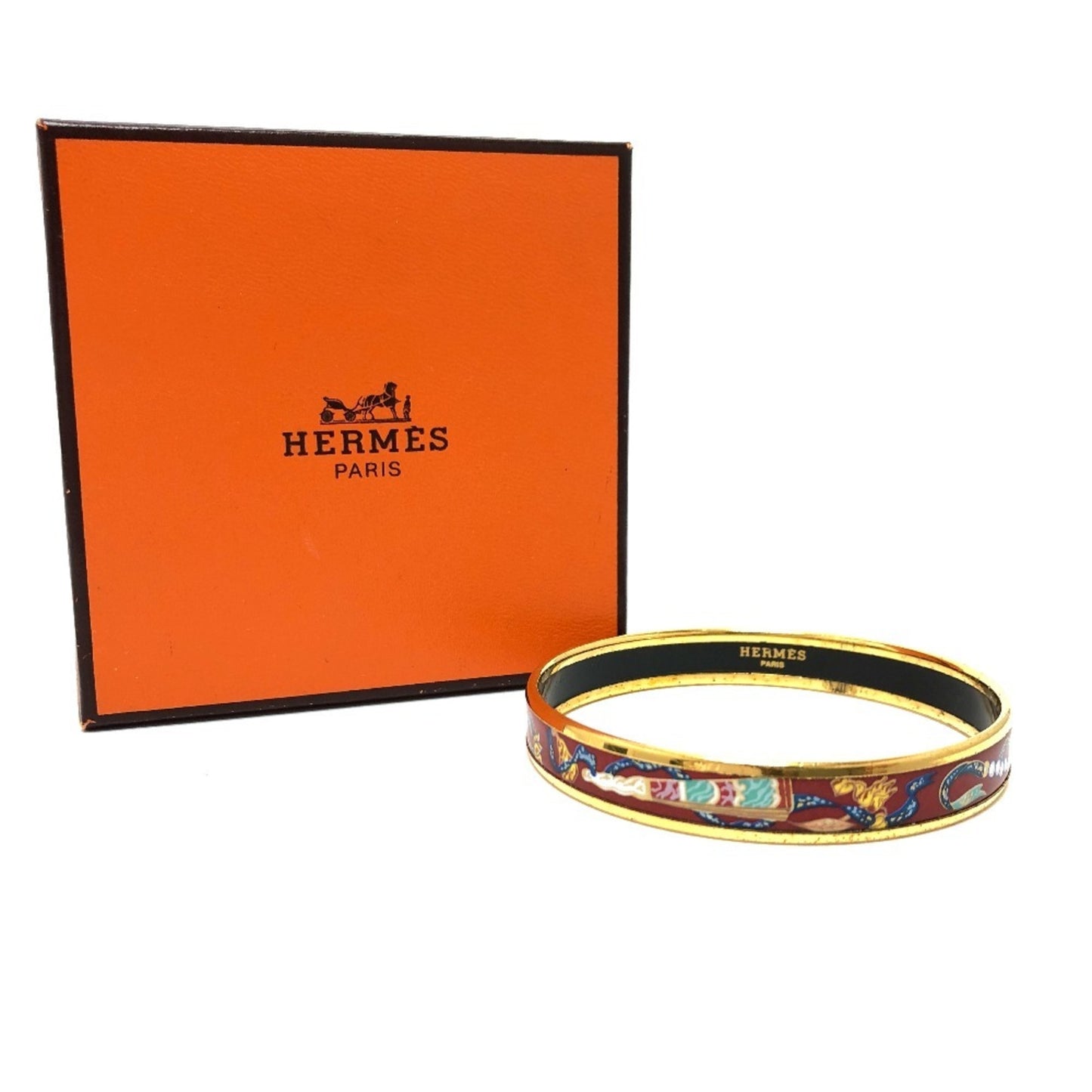 HERMES Hermes Enamel PM Bracelet/Bangle GP/Enamel Women's Red