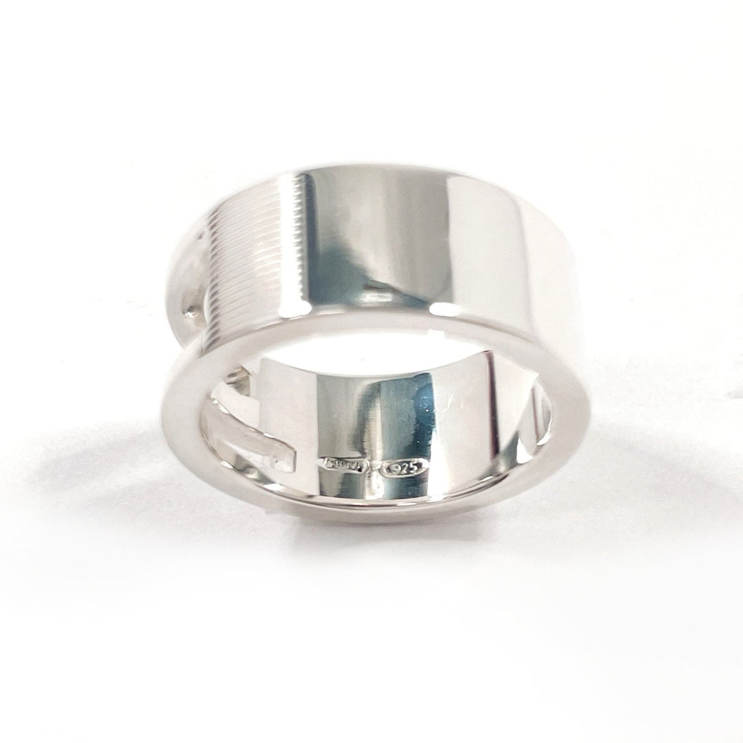 GUCCI Branded Cutout G Ring, 925 Sterling Silver, Size 8.5, Women's