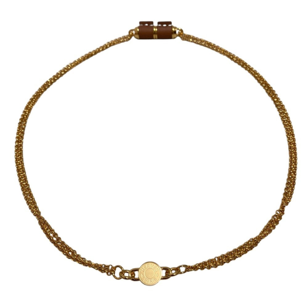 HERMES Charnière PM Necklace, Gold Color, Women's — Like New