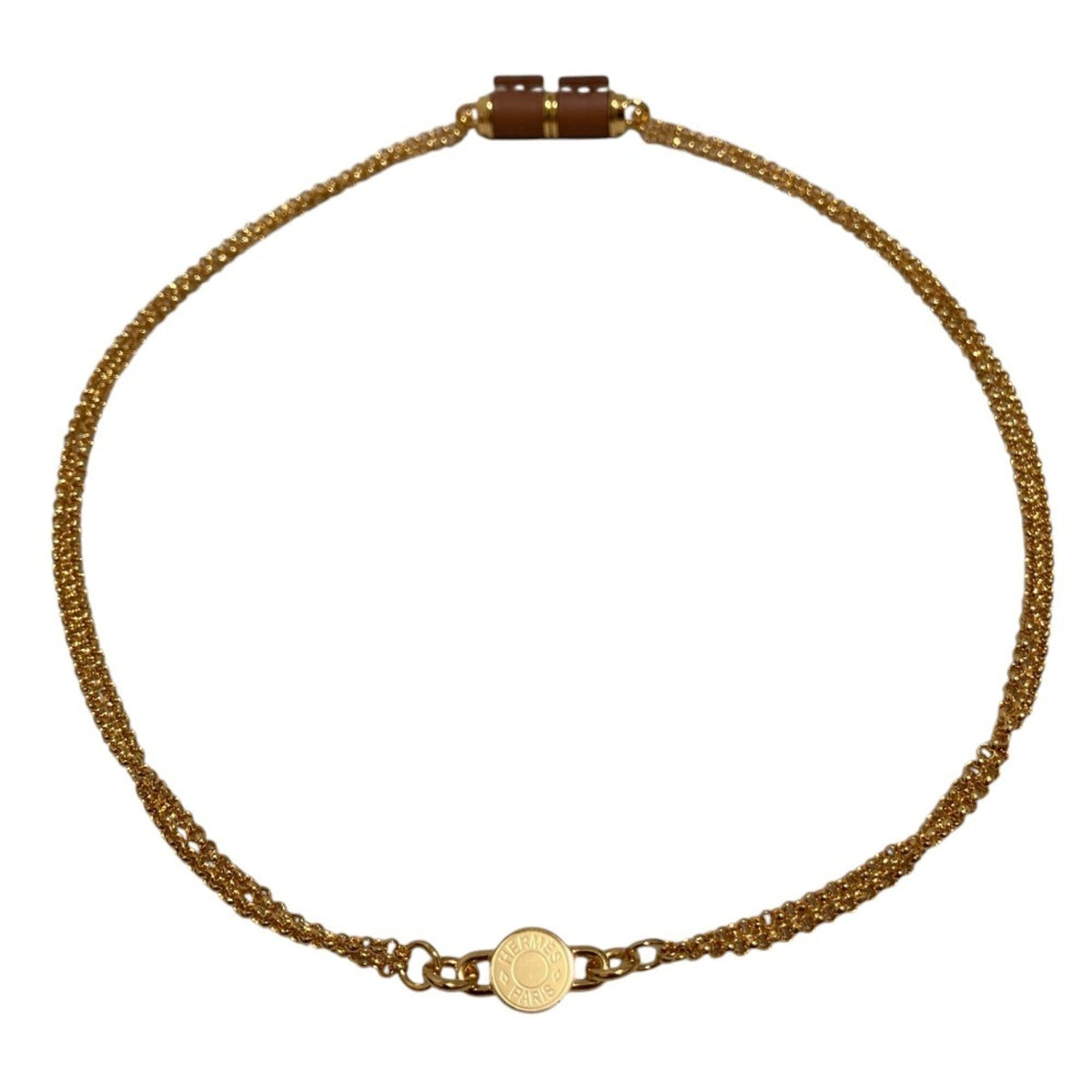 HERMES Charnière PM Necklace, Gold Color, Women's — Like New