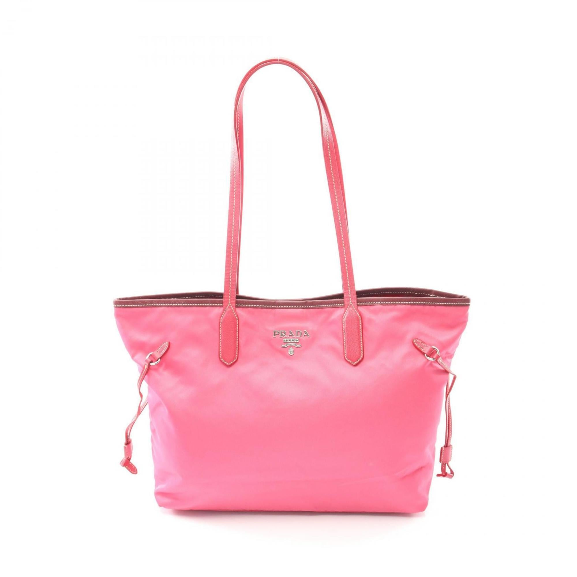 Prada tote bag in nylon and Saffiano leather, pink for women