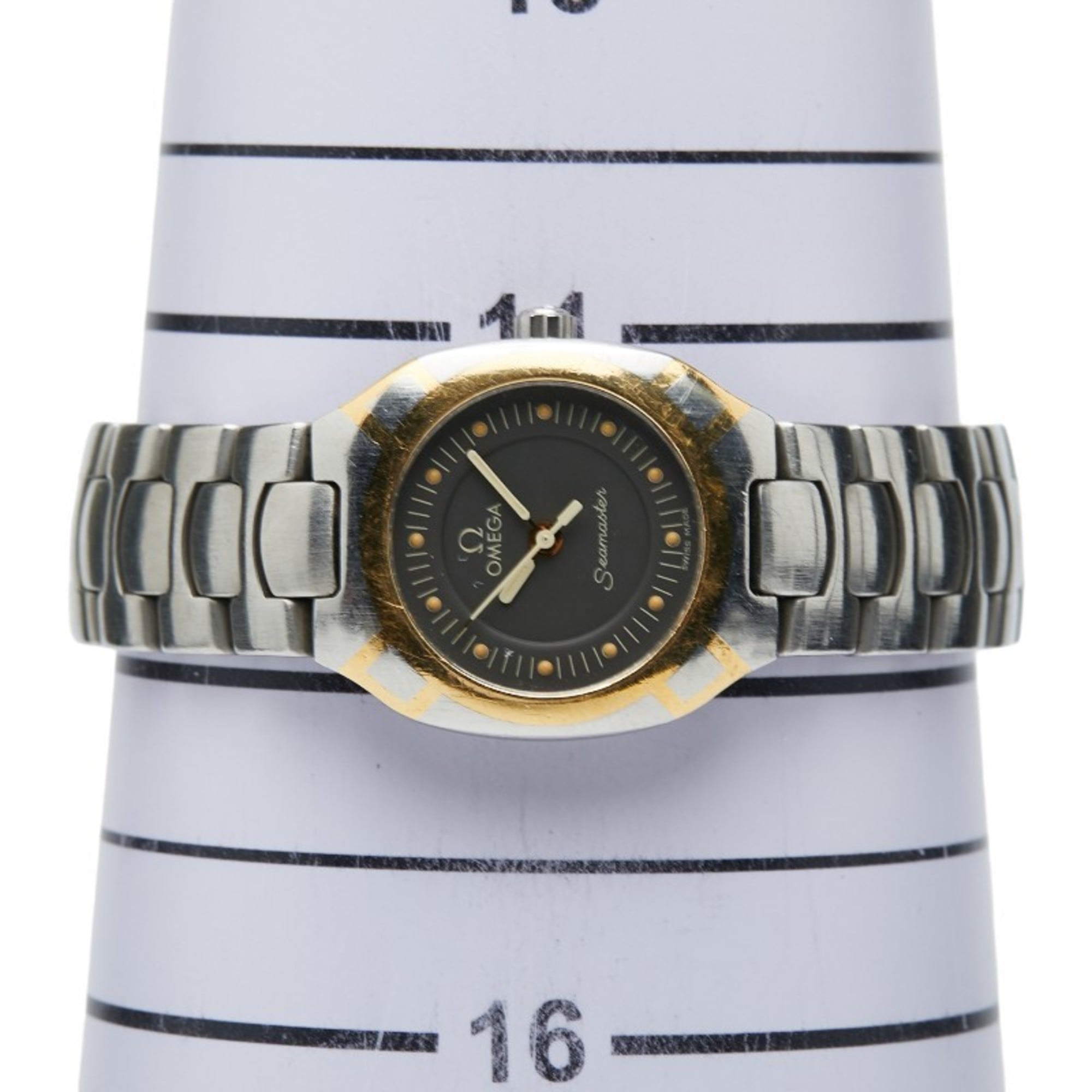 Omega Seamaster Polaris Quartz Watch, Gray Dial, Stainless Steel, Yellow Gold, Women's, OMEGA — Good