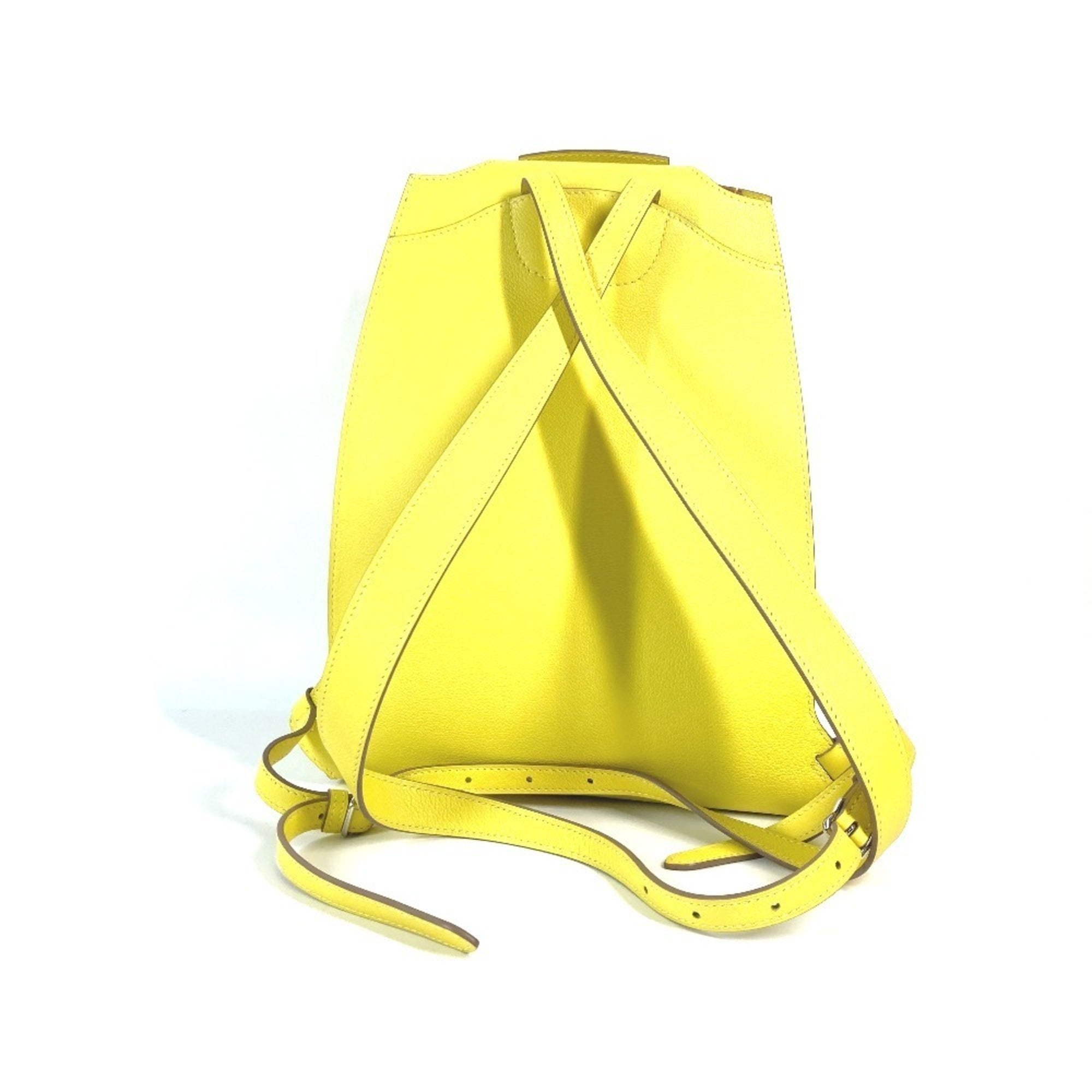 HERMES Sacado GR24 Backpack Bag Rucksack Leather Men's Women's Yellow Like New — Like New