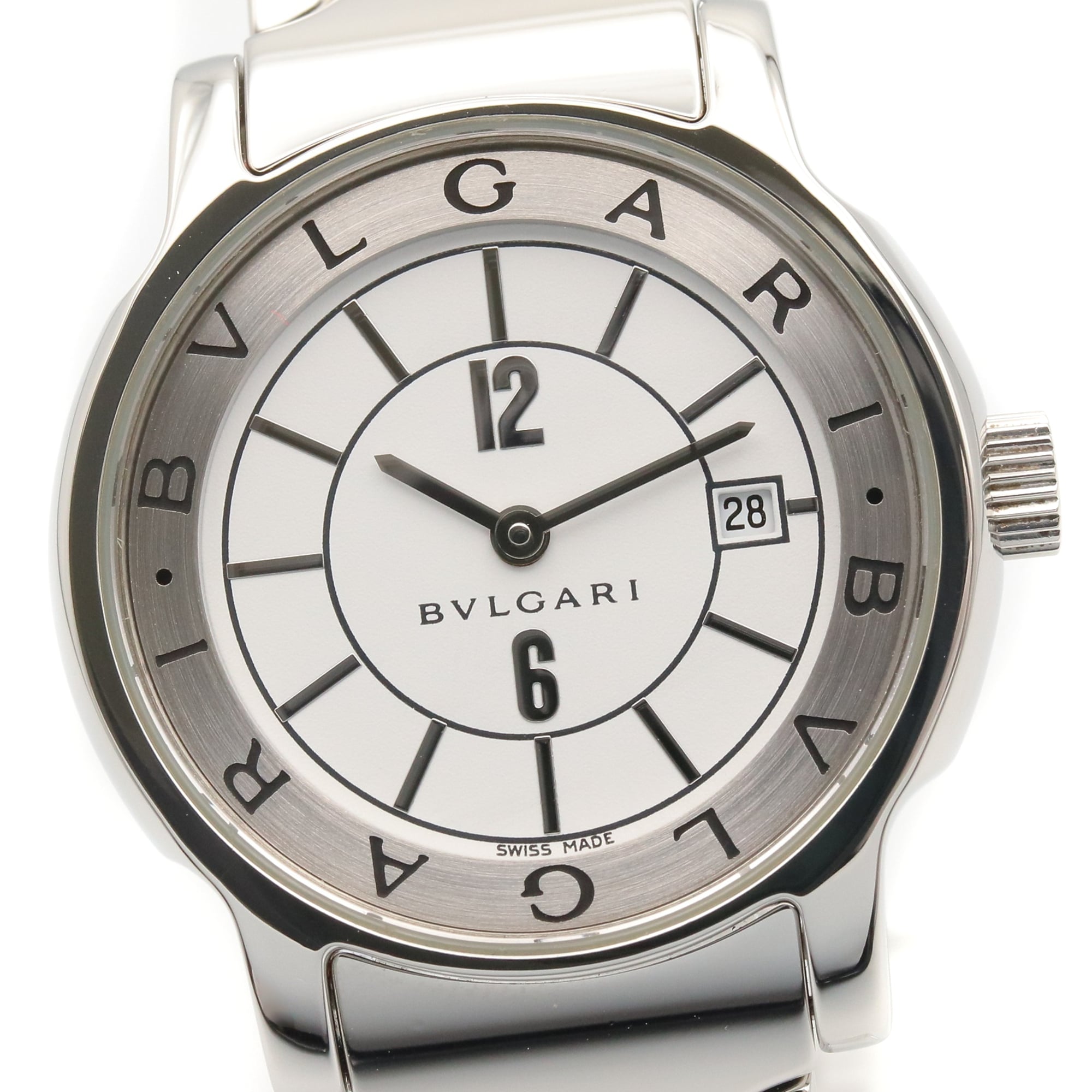 Bulgari BVLGARI Solo Tempo Watch, Stainless Steel, Women's, White (ST29S) — Very Good