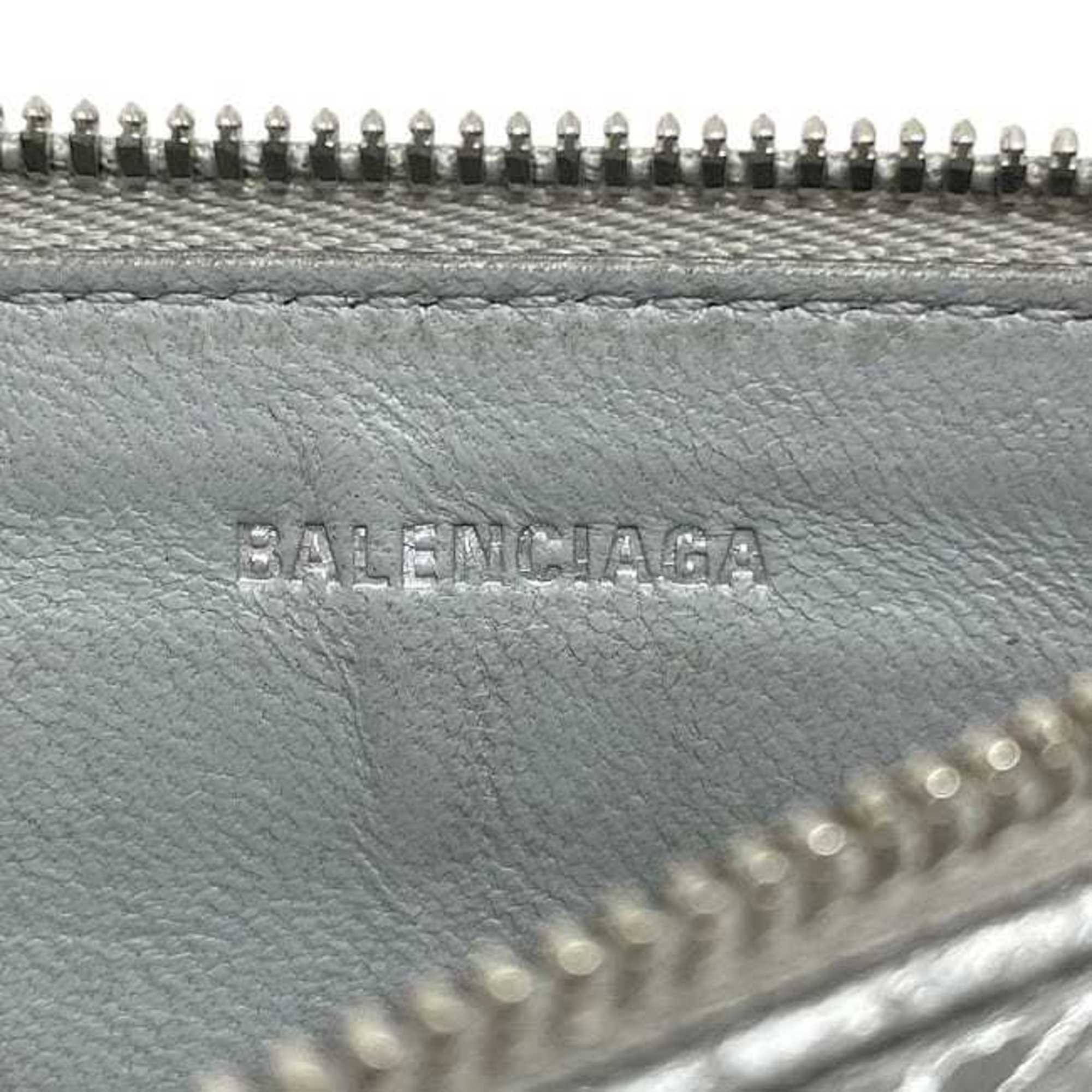 Balenciaga card holder/coin case f-24080 Silver Monaco 765420 Leather coin purse 8122 N 527545 BALENCIAGA BB wallet/pouch/card holder for men and women