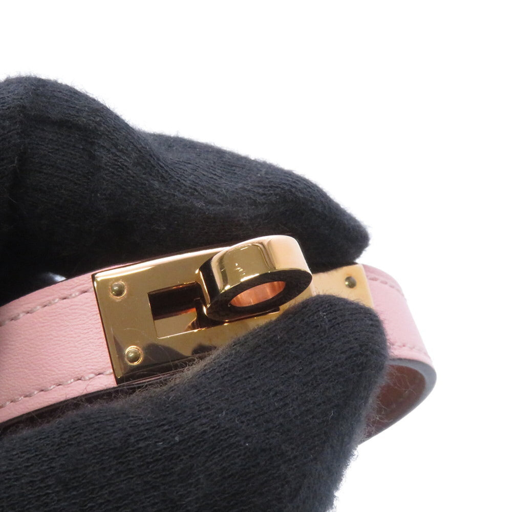 Hermes Kelly Double Tour Bracelet, Rose Sakura Pink Swift Leather, U Stamp, Size T2 — Like New