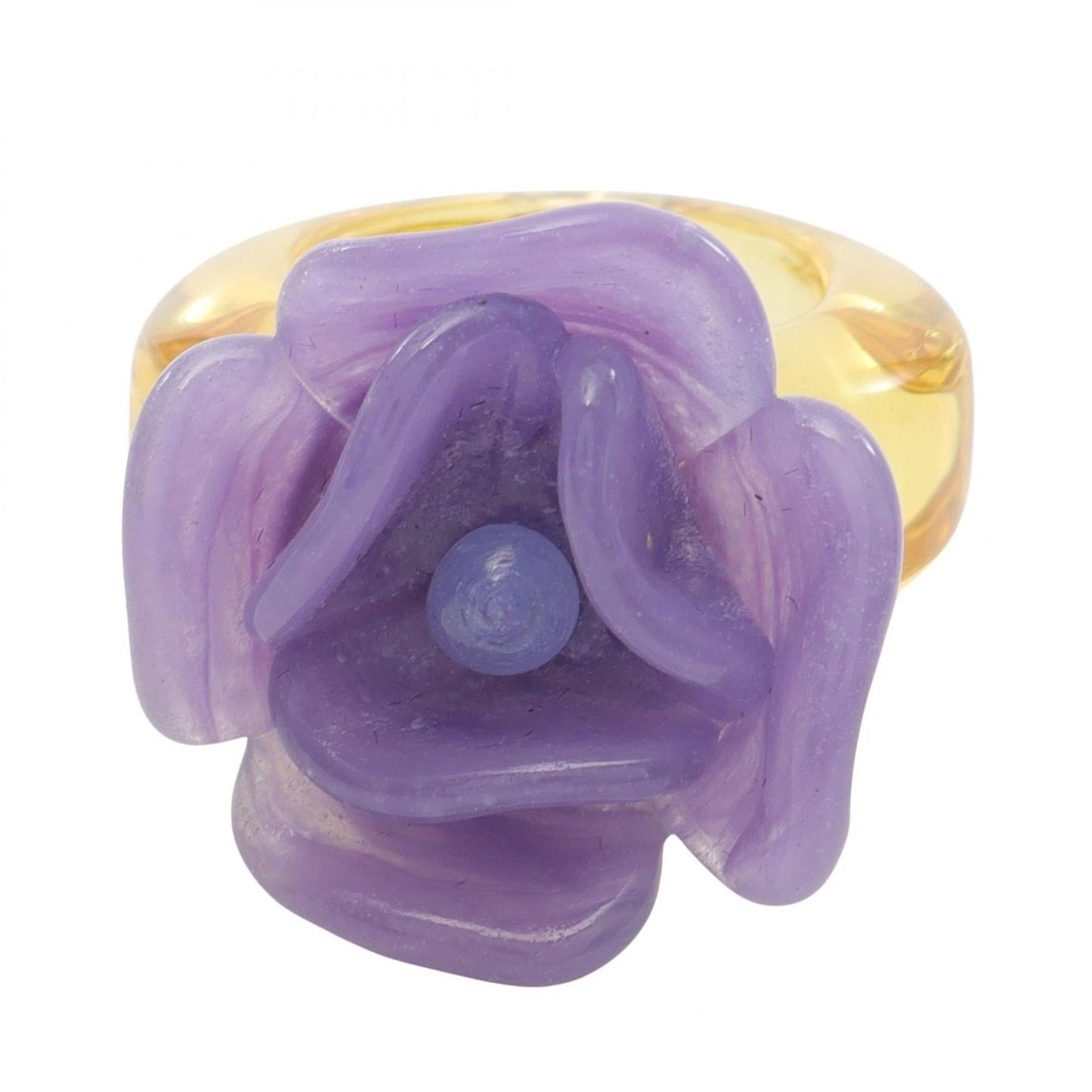 CHANEL Camellia Ring, Resin Jewelry, Women's, Purple and Yellow