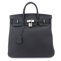 Haut a Courroies 40 Hermes Handbag Togo Black B Stamp Silver Hardware — Like New