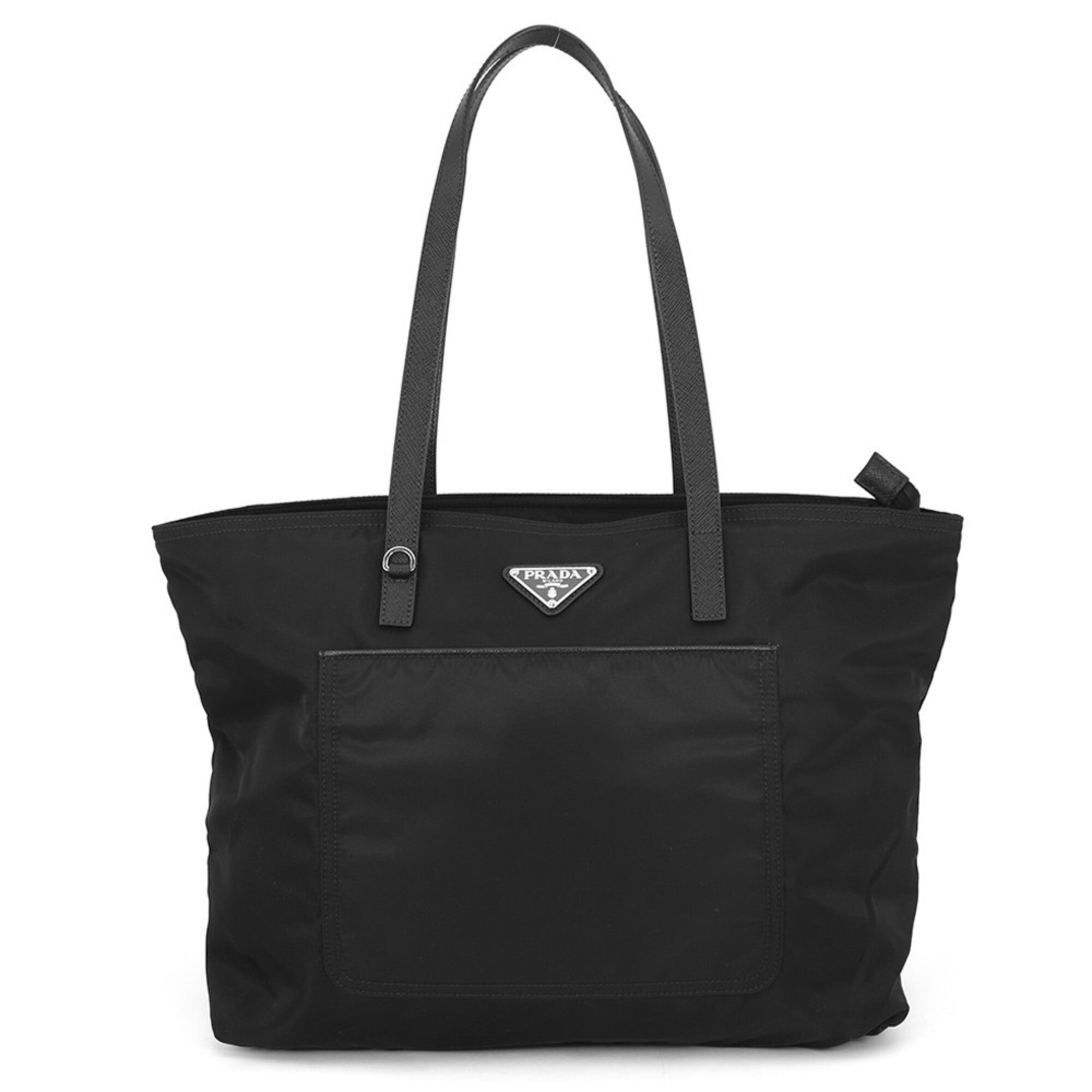 Prada Triangle Tote Bag, Nylon Handbag, 1BG052, Black, PRADA — Like New
