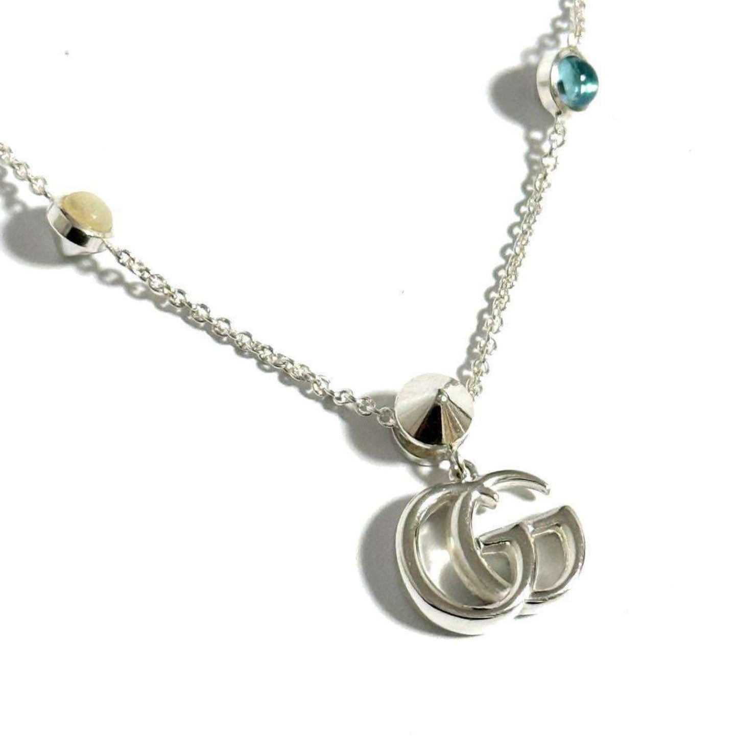 Gucci Double G Mother of Pearl Necklace Pendant Silver 925