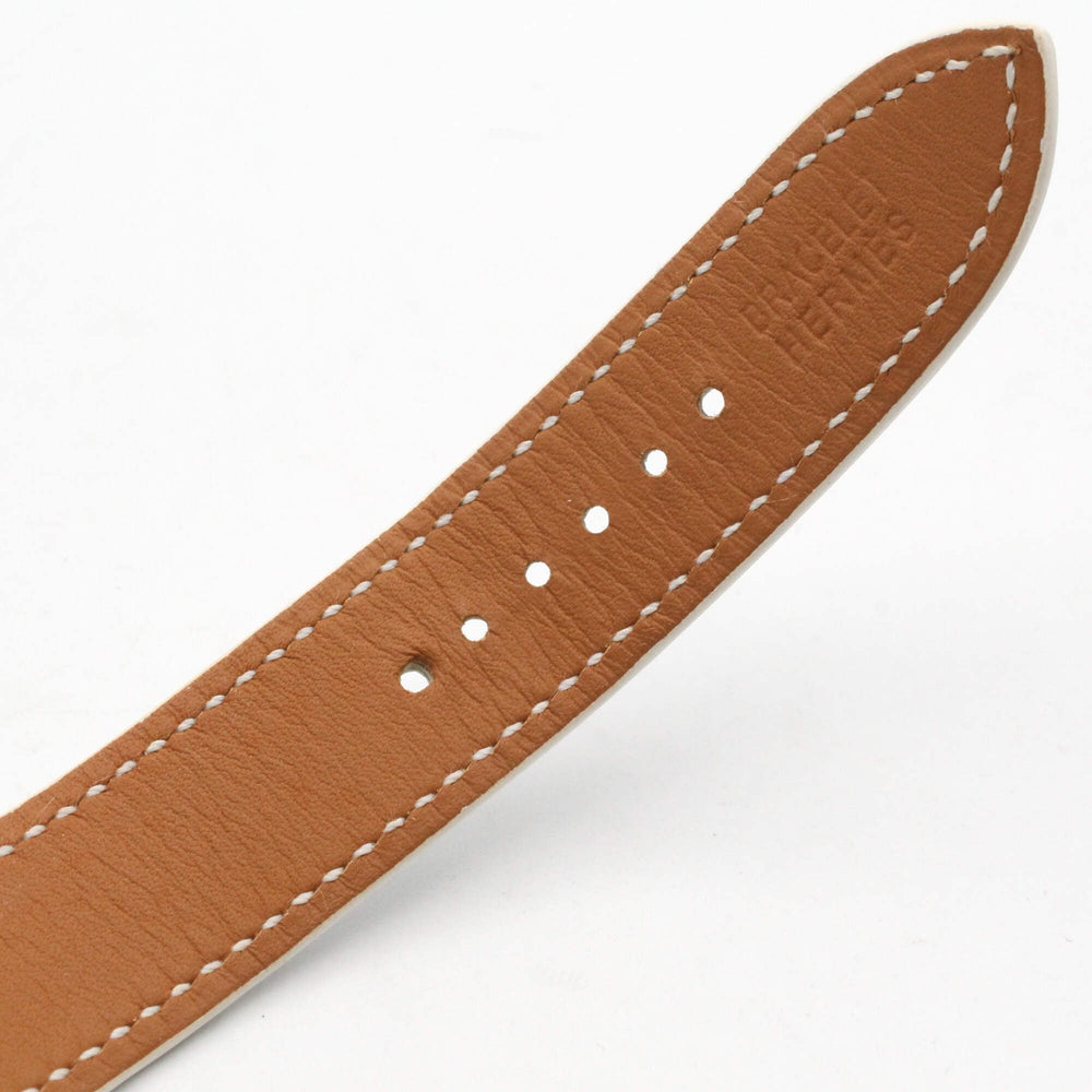 Hermes H-Watch Double Tour Wristwatch, Stainless Steel, Leather Strap, Women's, White (HH1.520) — Very Good