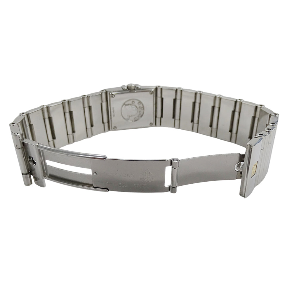 Omega Constellation Carre Quadra 1528.46 Women's Watch, Brand Name, Diamond, Quartz Movement, Stainless Steel (SS), Silver, Black, Square Frame — Good