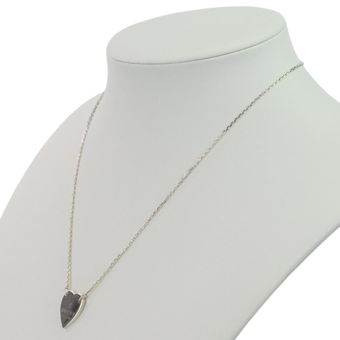 GUCCI Silver 925 Heart Motif Chain Necklace (Ag925) for Women