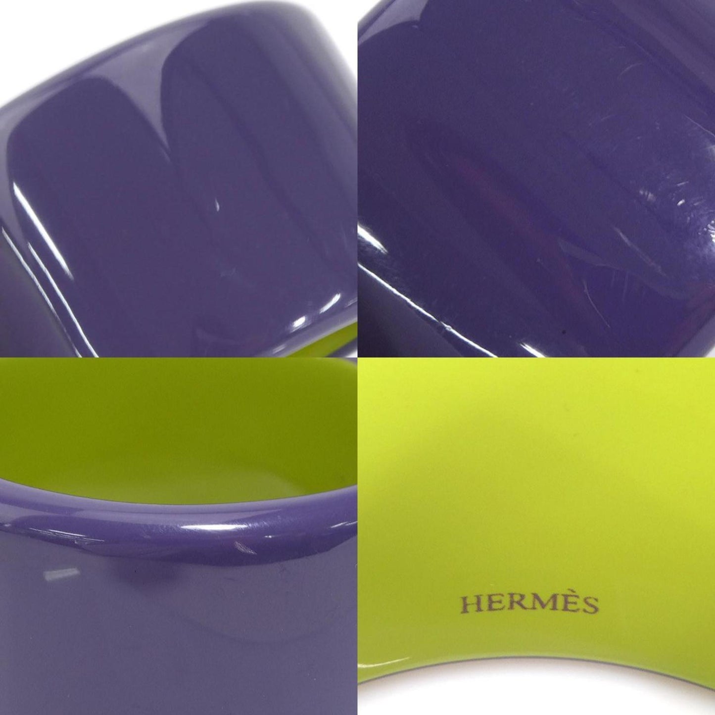 Hermes HERMES Bangle Bracelet Lacquer Wood Purple Yellow Green Women's e59767