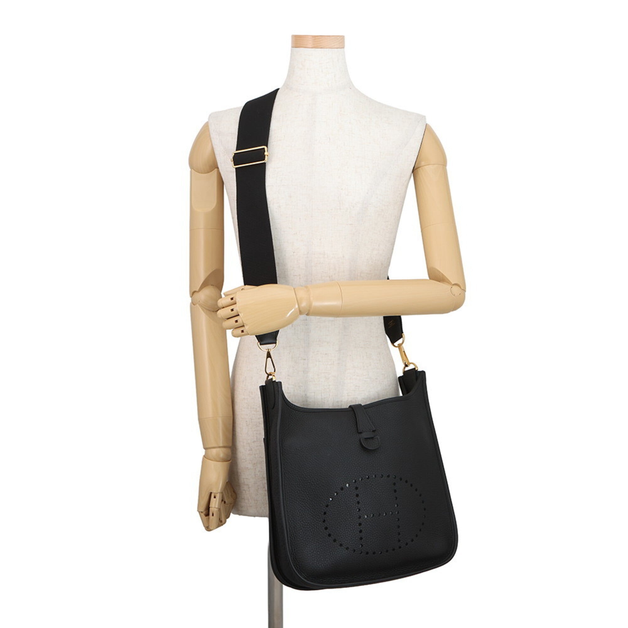 Hermes Evelyne 3 PM Shoulder Bag, Black, Taurillon Clemence Leather, W Stamp, HERMES, Evelyne, Handbag, Women's, HERMES — Like New