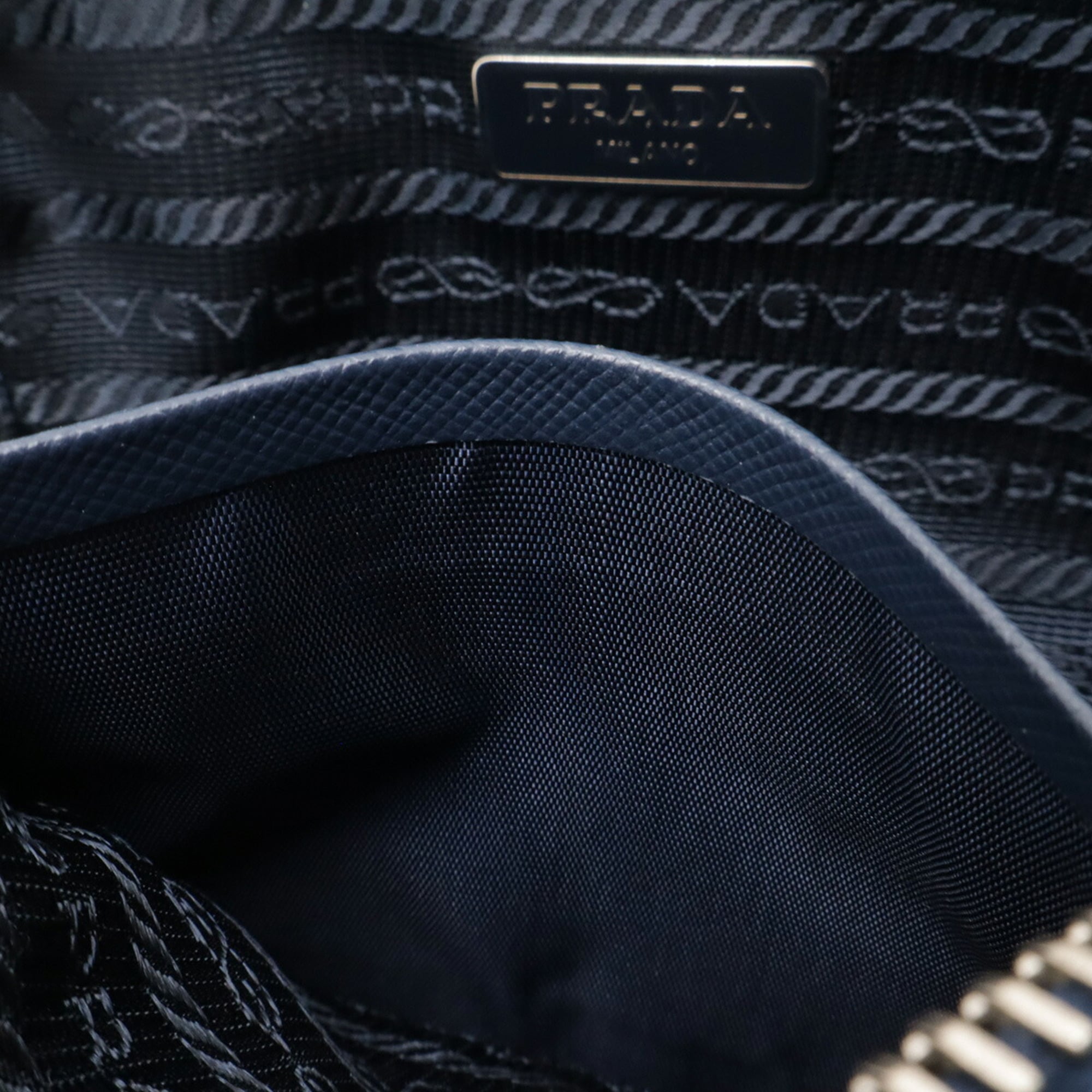 PRADA Prada Shoulder Bag Pochette Pouch Denim Beaded Leather Blue 1N1674