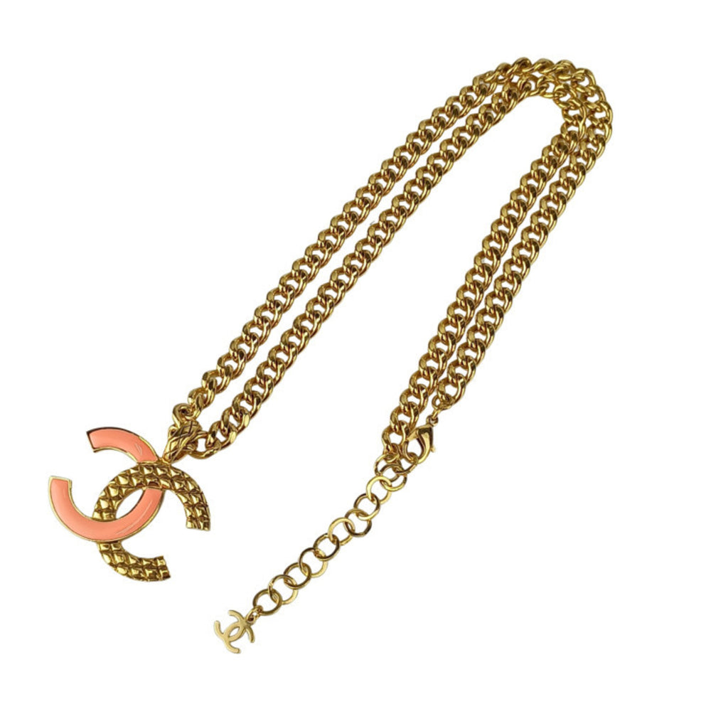 CHANEL Coco Mark Necklace - Gold and Pink Metal for Women — Like New
