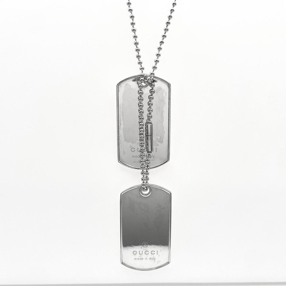 GUCCI Dog Tag Ball Chain Plate Necklace Pendant SV925 Men's Women's — Like New
