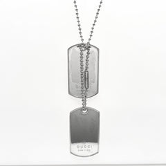 GUCCI Dog Tag Ball Chain Plate Necklace Pendant SV925 Men's Women's — Like New