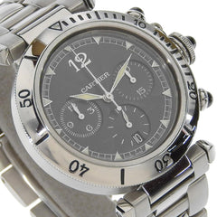 Cartier Pasha Men's Watch, Caliber 205, W3107355, Stainless Steel, Automatic Chronograph, Gray Dial, See-Through Back — Good