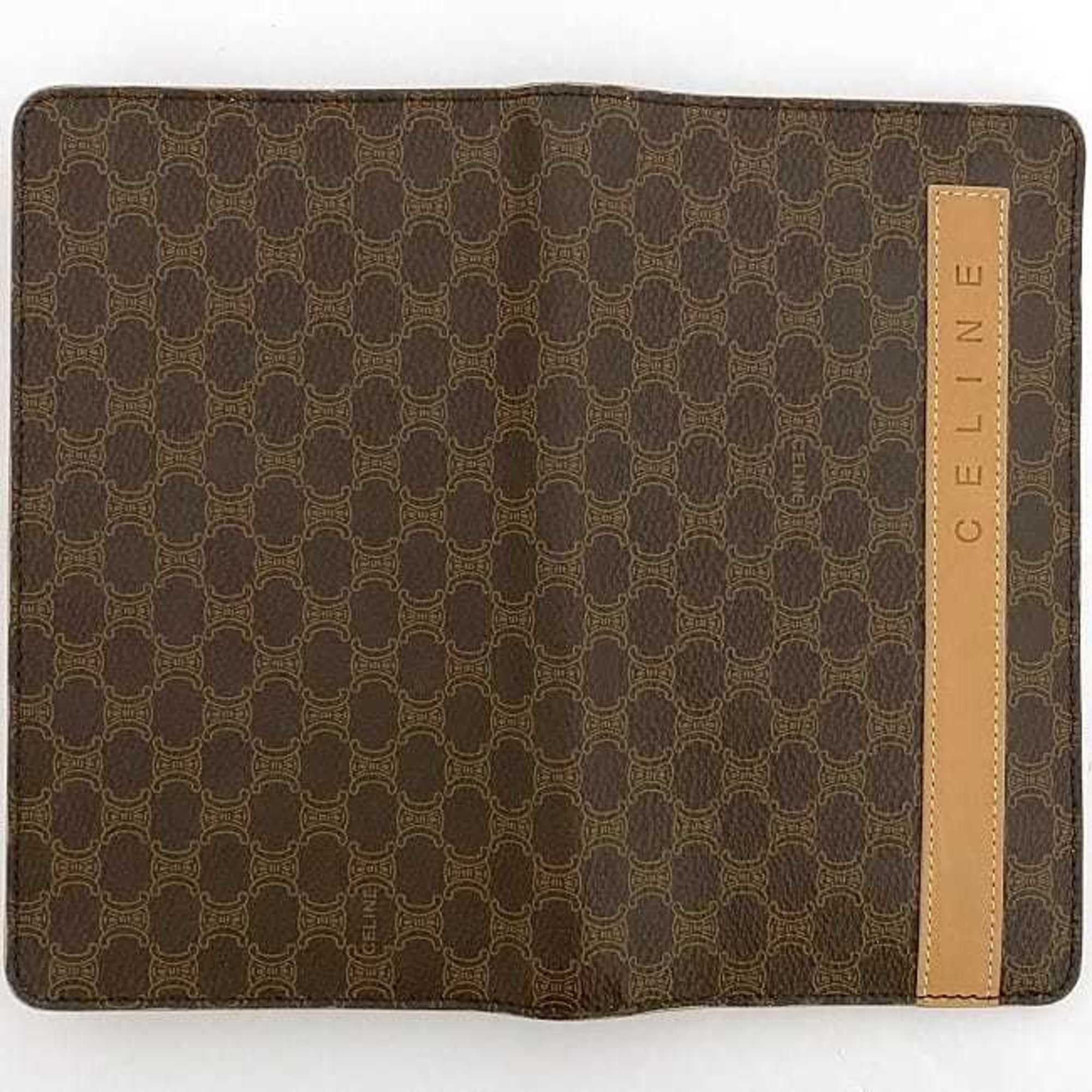 CELINE Bi-fold Long Wallet Brown Macadam ec-20447 Billfold PVC Leather Women's