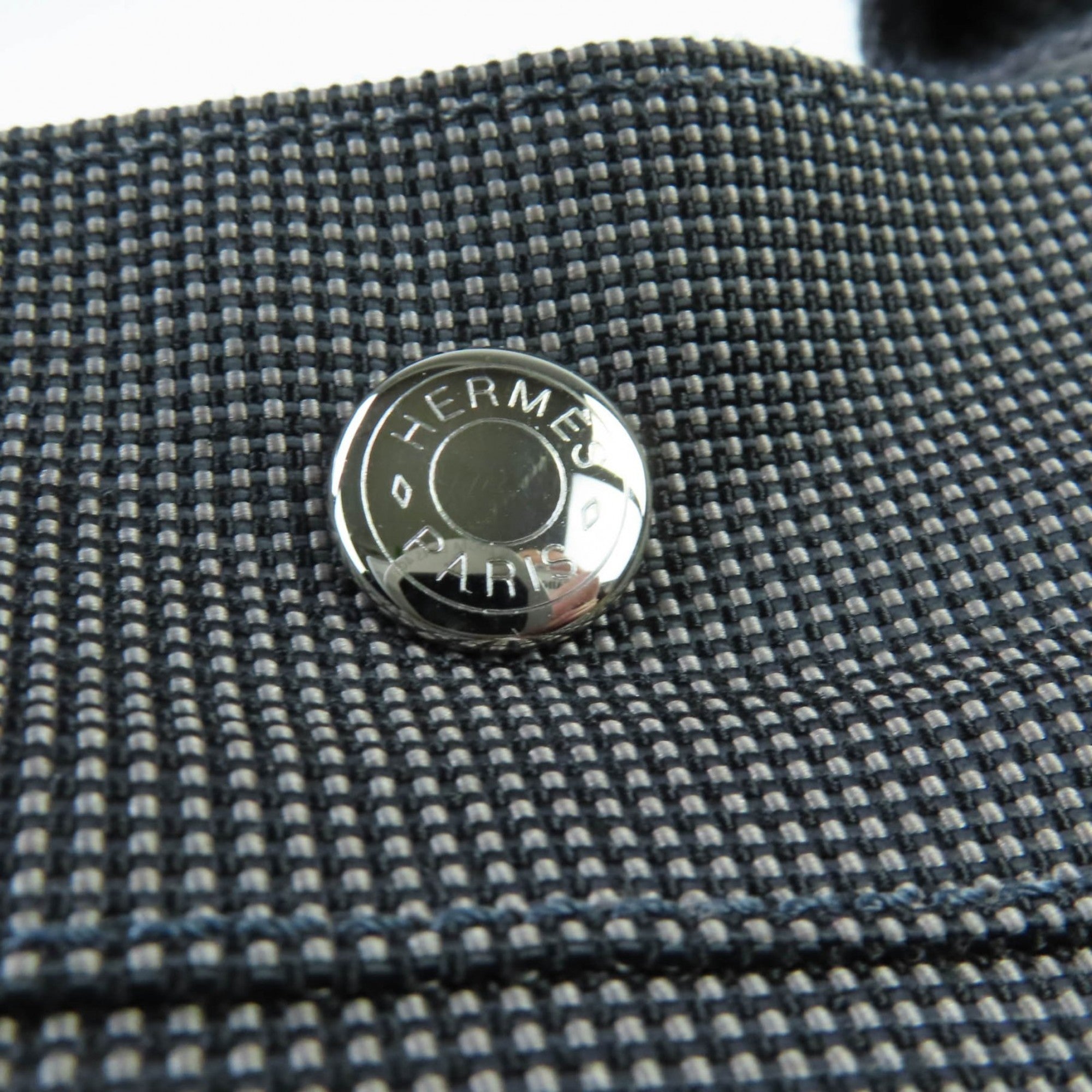 HERMES Air Line MM Silver Hardware Serie Button Canvas Tote Bag Gray Made in France Women's — Like New