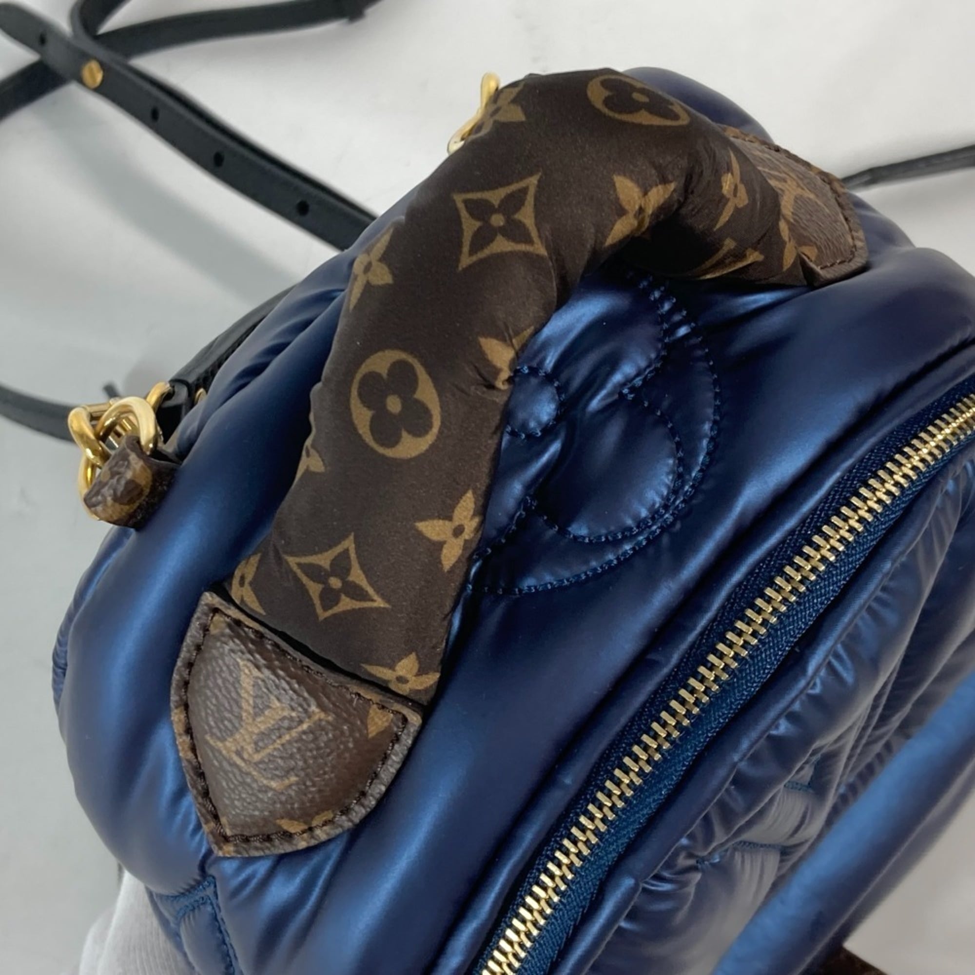 LOUIS VUITTON M21060 Monogram Palm Springs Backpack MINI Rucksack Nylon Canvas Women's Navy MO-240630-15 — Like New