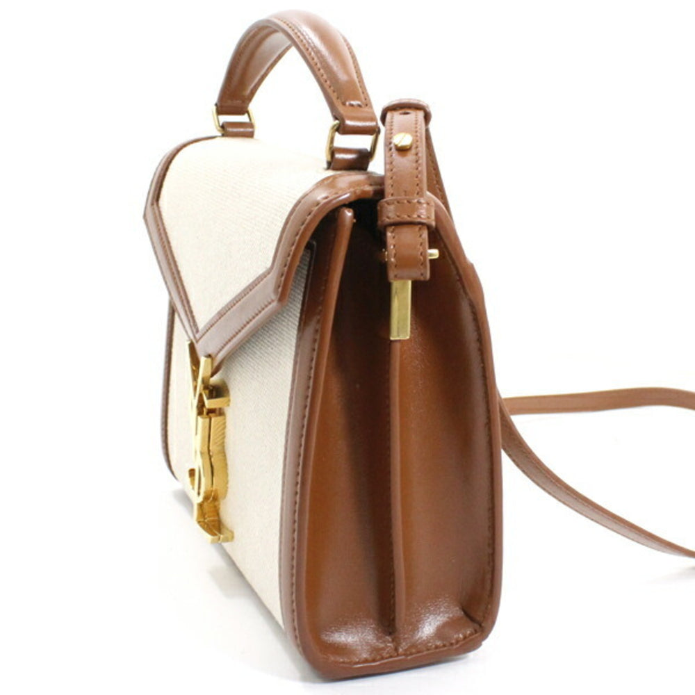 YSL Saint Laurent Cassandra Mini Shoulder Bag, Women's Canvas Brown, KM3046 — Like New
