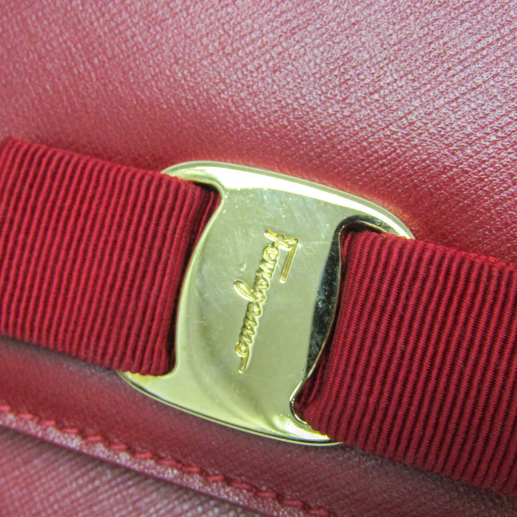 Salvatore Ferragamo Vara Chain Shoulder Bag AU-21 D855 Women's Leather Shoulder Bag Red Color