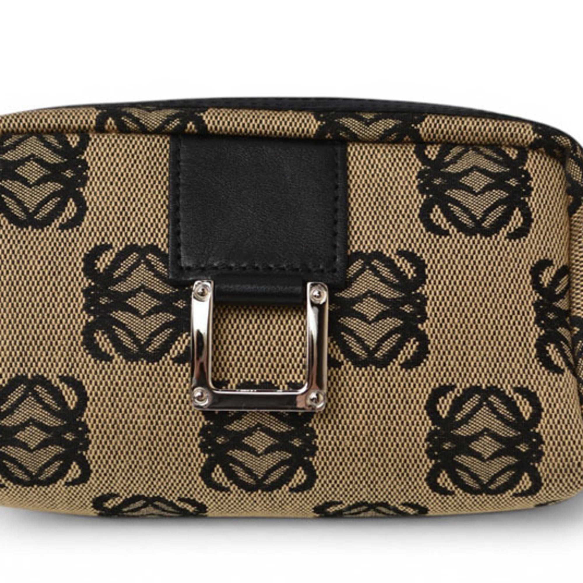 Loewe pouch, canvas Anagram design, beige, black — Like New