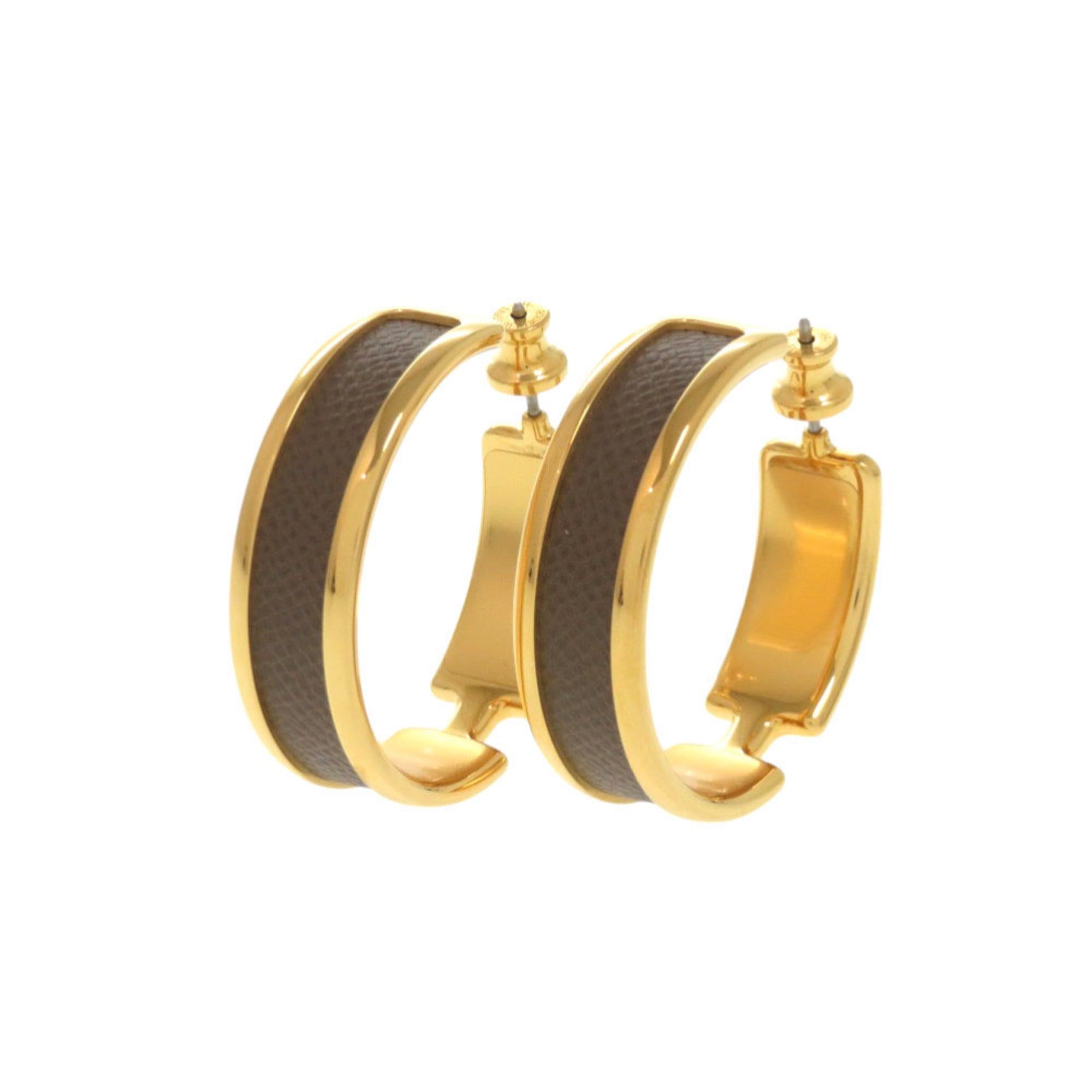 Unused Hermès Olympe Etoupe earrings with gold hardware, 1567 HERMES — Like New