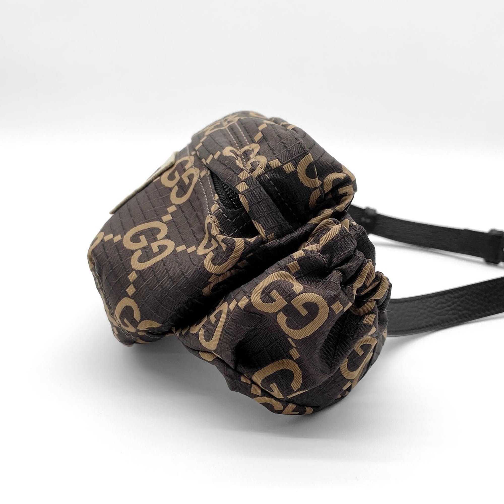 GUCCI GG Jacquard Ripstop Waist Bag Belt 767934 Nylon Brown Men's Women's — Like New