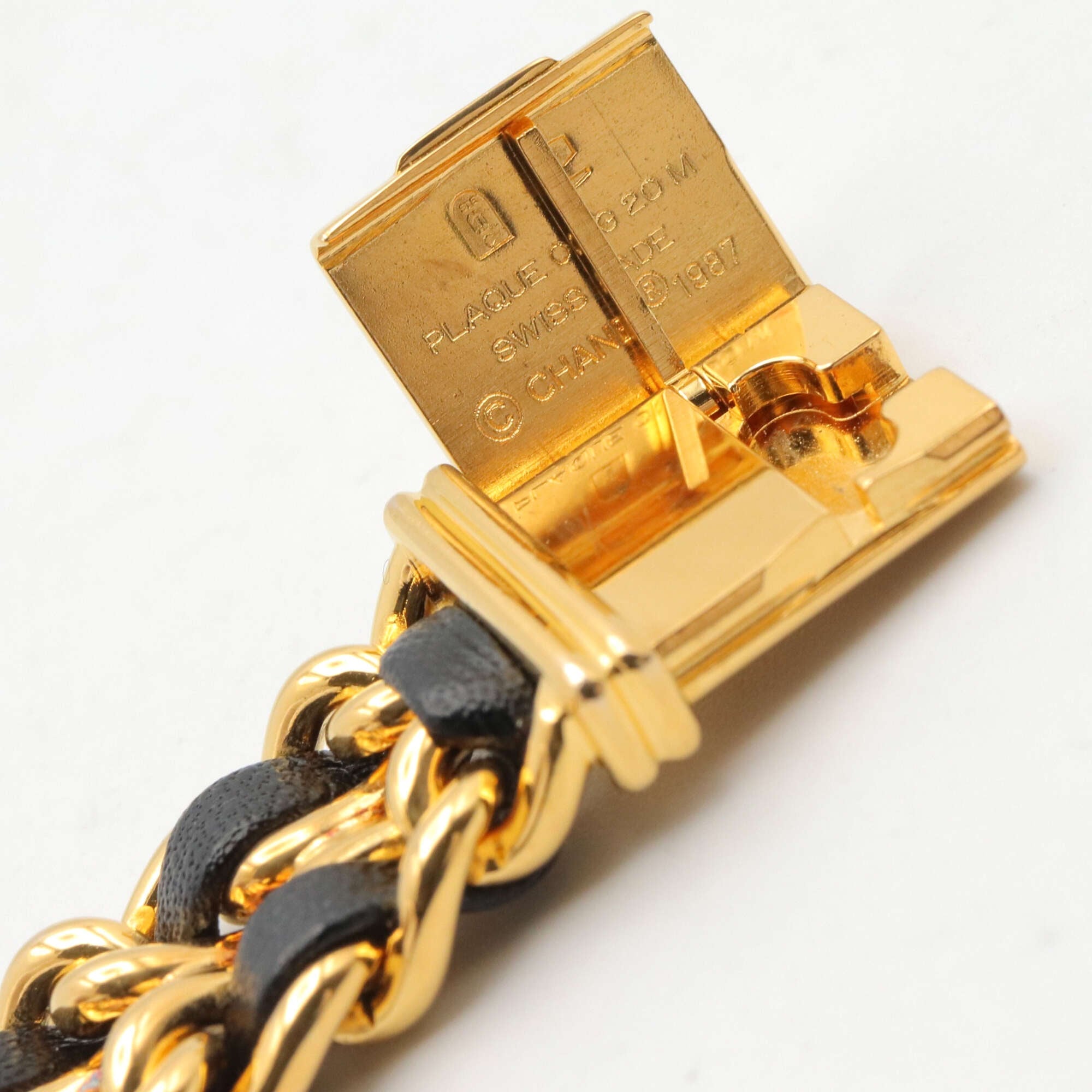 Chanel CHANEL Première S Watch, Gold Plated (GP), Leather Strap, Women's, Black, H0001 — Very Good
