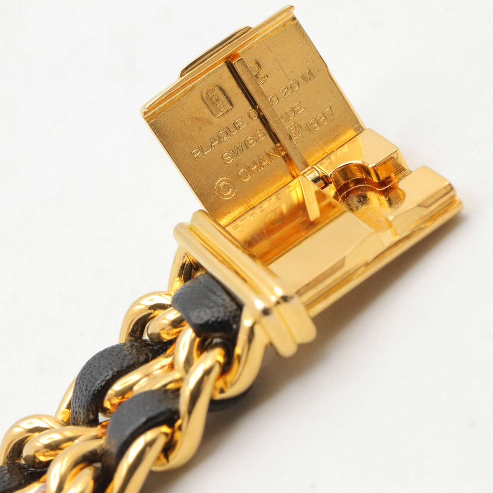 Chanel CHANEL Première S Watch, Gold Plated (GP), Leather Strap, Women's, Black, H0001 — Very Good