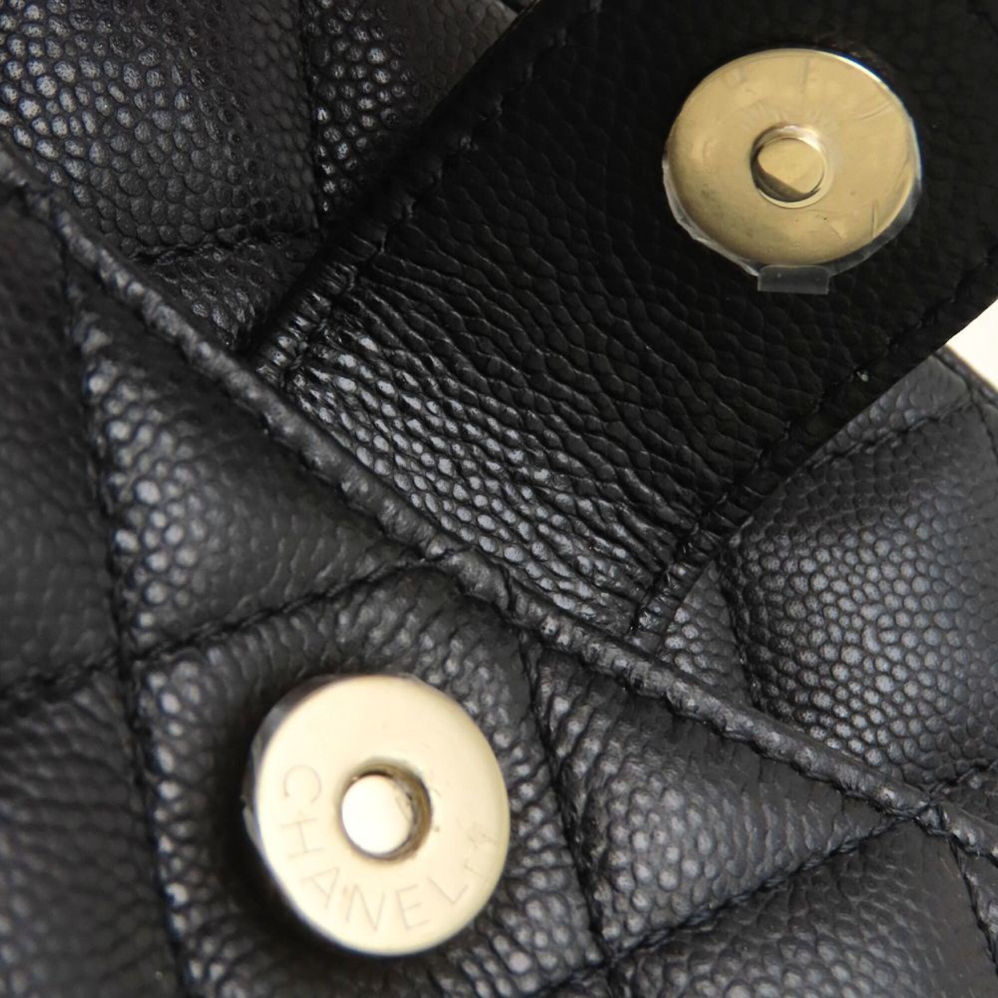 CHANEL Matelassé Chain Shoulder Bag AP3998, Caviar Leather, Black, Women's, 353279 — Like New