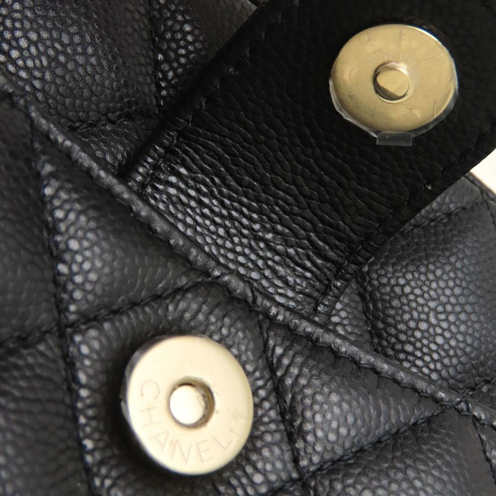 CHANEL Matelassé Chain Shoulder Bag AP3998, Caviar Leather, Black, Women's, 353279 — Like New