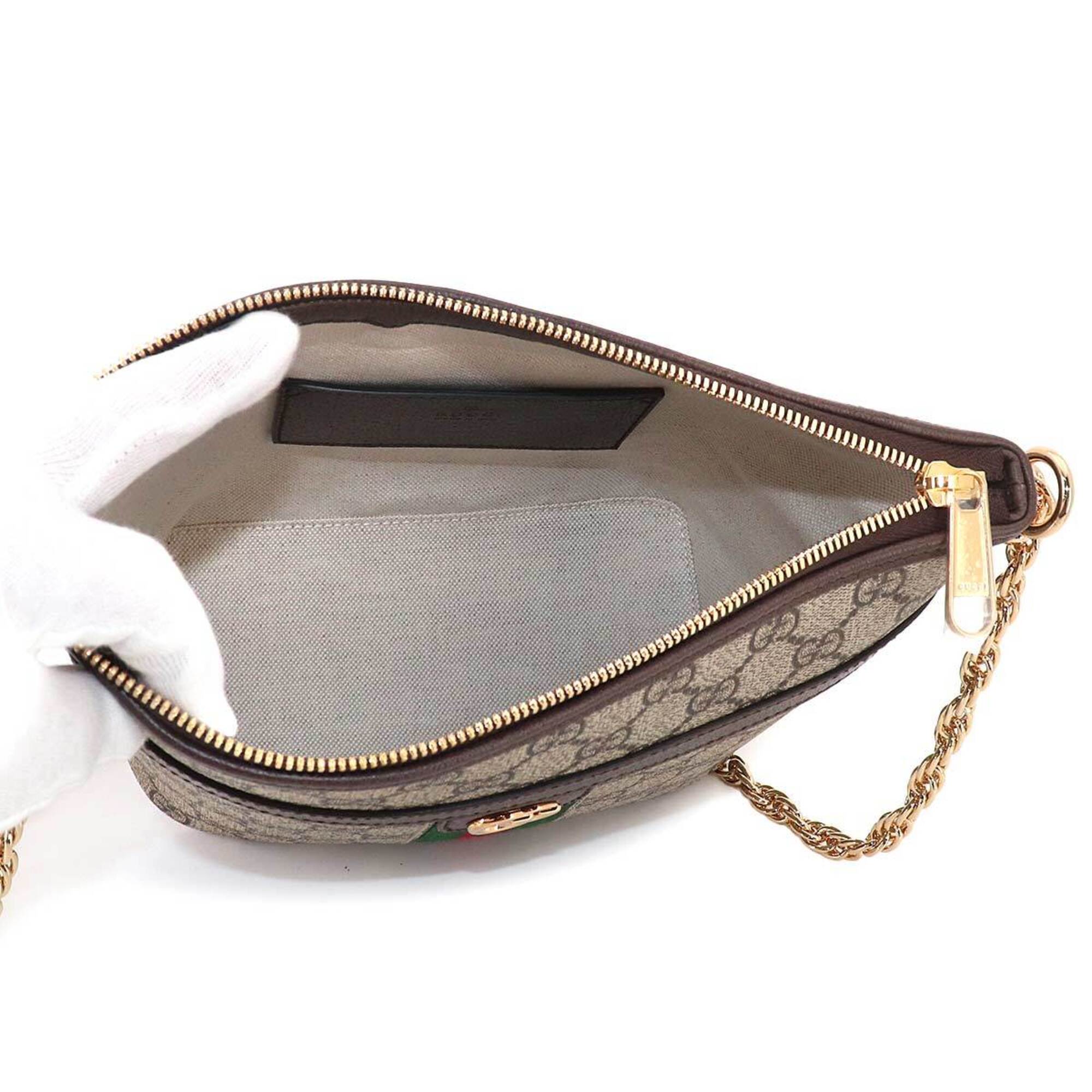 Gucci Ophidia Chain Shoulder Handbag, GG Supreme Canvas, Leather, Beige/Brown, 781397 Bag — New - Store Return