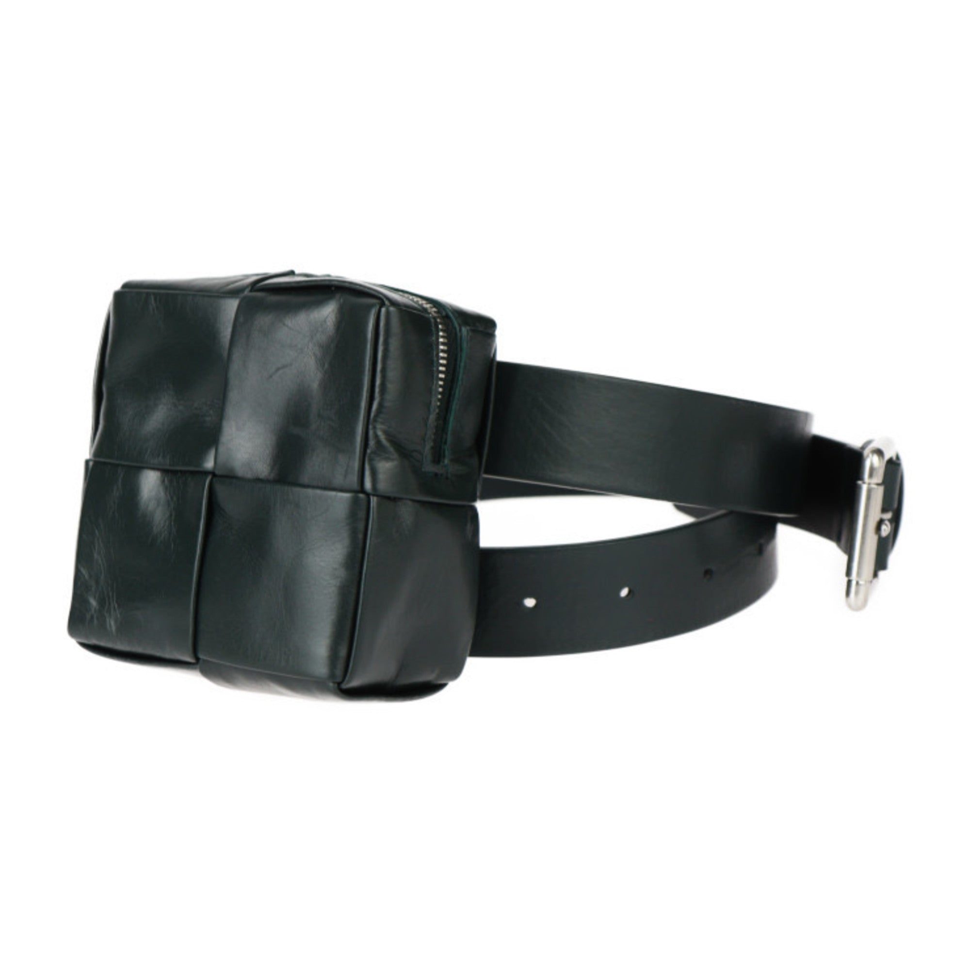 BOTTEGA VENETA Intrecciato Waist Bag 709342 VA9A5 Calfskin Leather Dark Green Cassette R2418113007079 — Like New