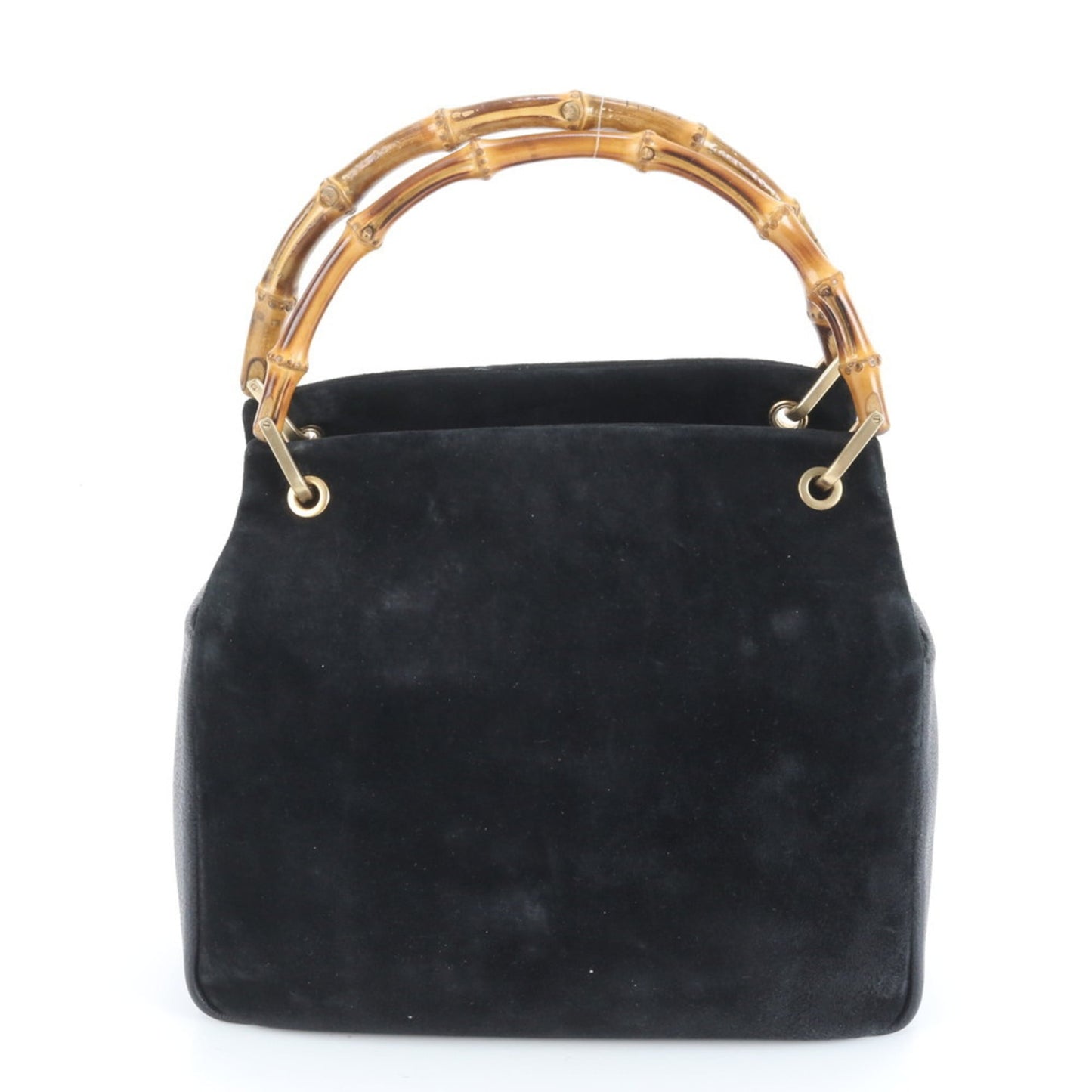 Gucci Bamboo 000 3444 Leather Handbag Black Tote Women's