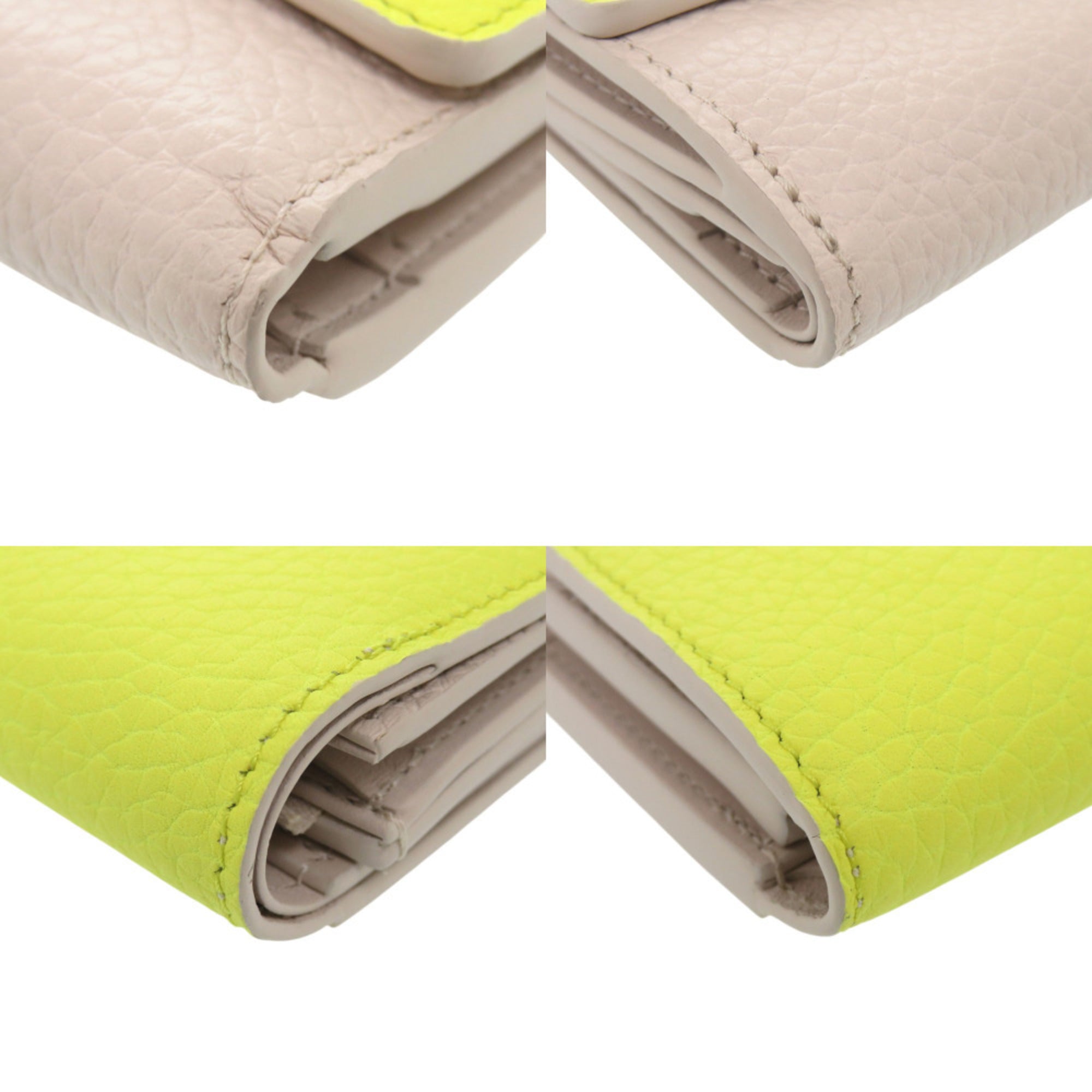 Like new Louis Vuitton Portefeuille Capucines XS M80325 Taurillon Leather Yellow and Beige Tri-fold Wallet LV 0725