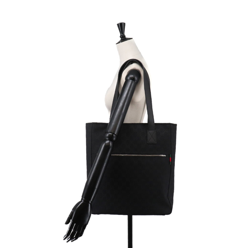 Gucci GG Canvas Medium Tote Handbag, Leather, Black, 834796, Silver Hardware Bag — New - Store Return